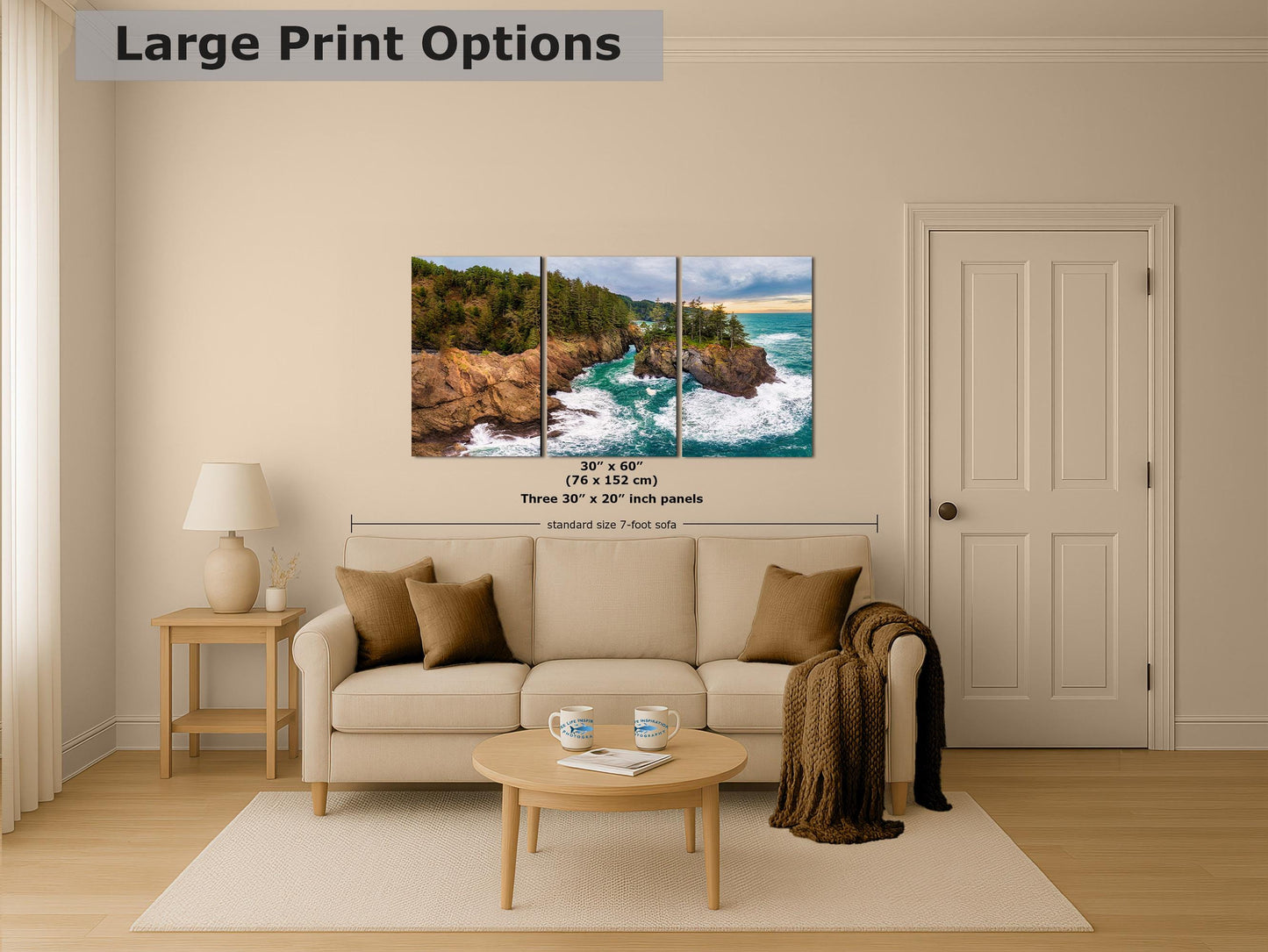 Oregon Coast Ocean Picture - Breathtaking Pacific Northwest Nature Photo for Relaxation, Meditation and Stylish Décor in Apartment Office Home