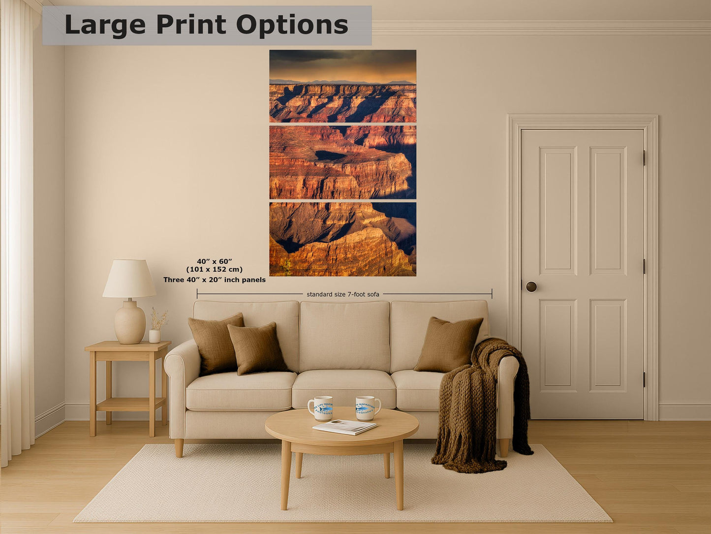 Grand Canyon National Park, Arizona Desert Picture Nature Photo, Bohemian Style Relaxation Artwork for Meditation, Apartment, Office & House Décor
