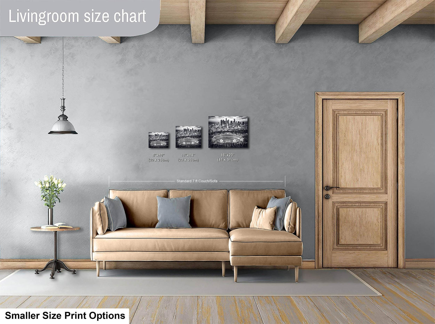 Los Angeles Dodgers Baseball Stadium, LA Skyline Urban Cityscape Monochrome Photo for Dorm Room, Man Cave, and Office