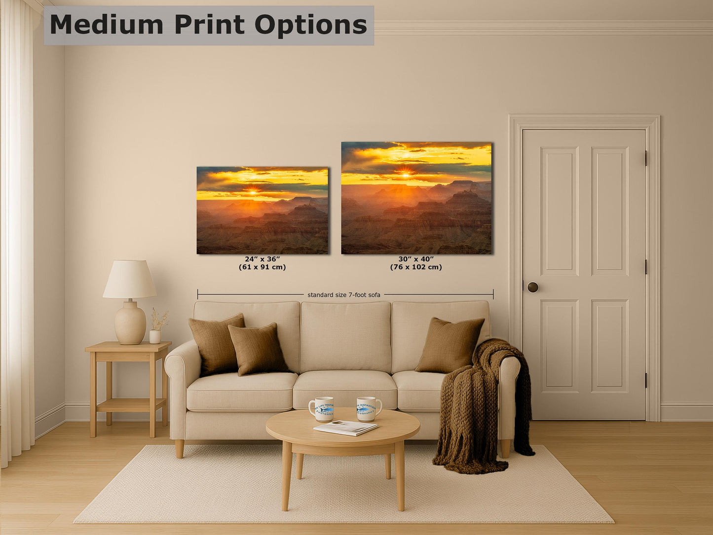 Grand Canyon National Park Sunset, Arizona Desert Picture Nature Photo, Bohemian Style Relaxation Artwork for Meditation, Apartment, Office & House Décor
