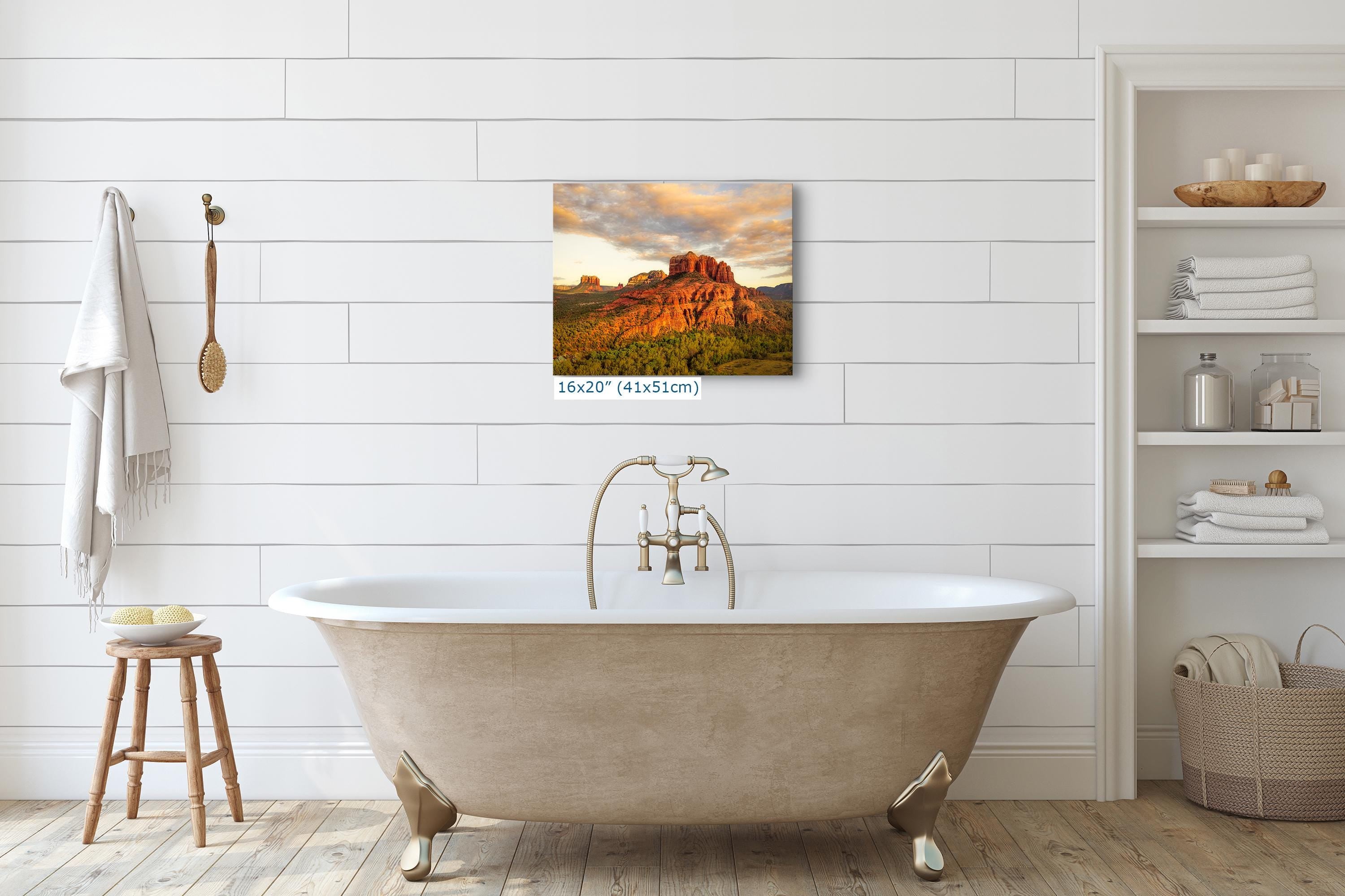 Sedona Arizona Desert Picture Nature Photo of Cathedral Rock, Bohemian Relaxation Artwork for Meditation