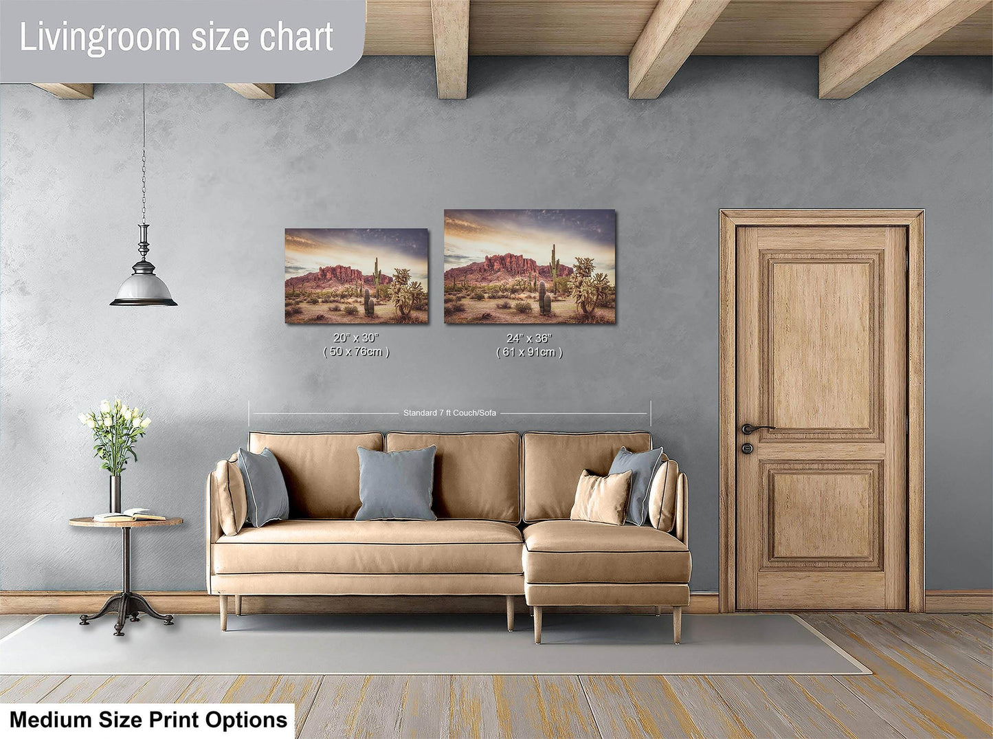 Arizona Desert Picture, Vintage Saguaro Cactus Artwork Nature Photo, Southwestern Wall Art of Superstition Mountains at Lost Dutchman State Park