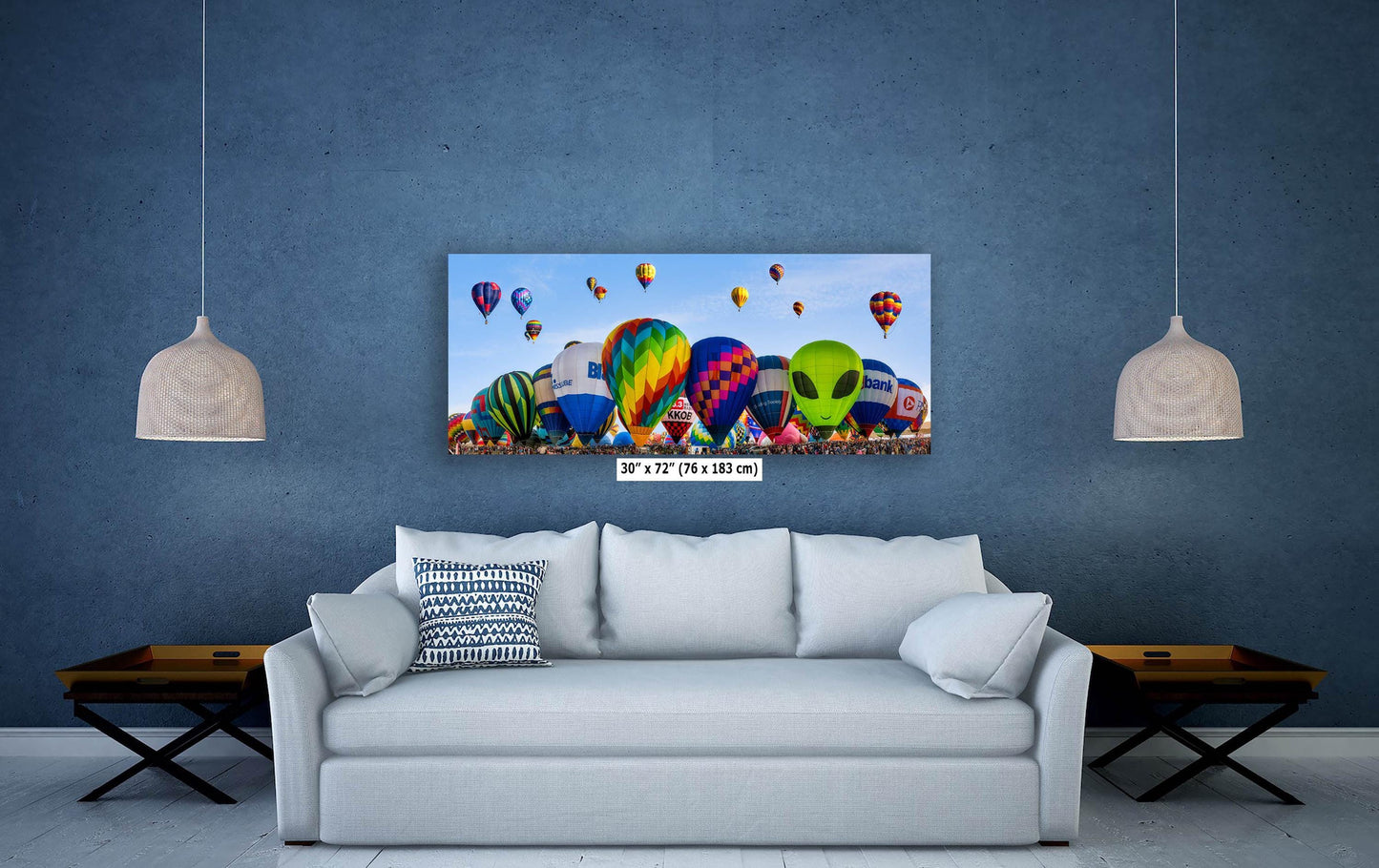 Hot Air Balloon Festival Mass Ascension Panorama Photo Lift Off | Albuquerque New Mexico Balloon Fiesta Wall Art | Office, Cubicle & House Decor