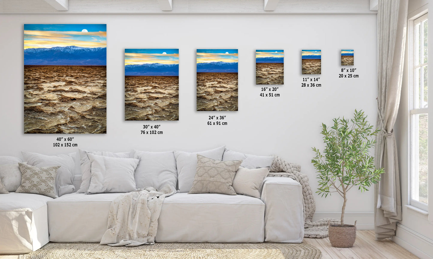 Death Valley National Park California Desert Picture Nature Photo, Badwater Basin Salt Flats and Telescope Peak Sunset Photo for House Decor