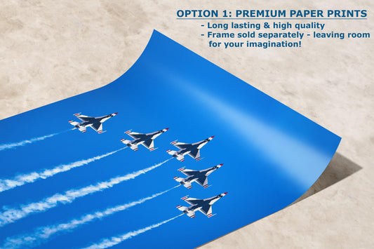 US Airforce Thunderbirds F-16 Fighting Falcon Aviation Artwork, Military Jet Fighter Wall Decor, Aviation Photo, Man Cave or Garage Art