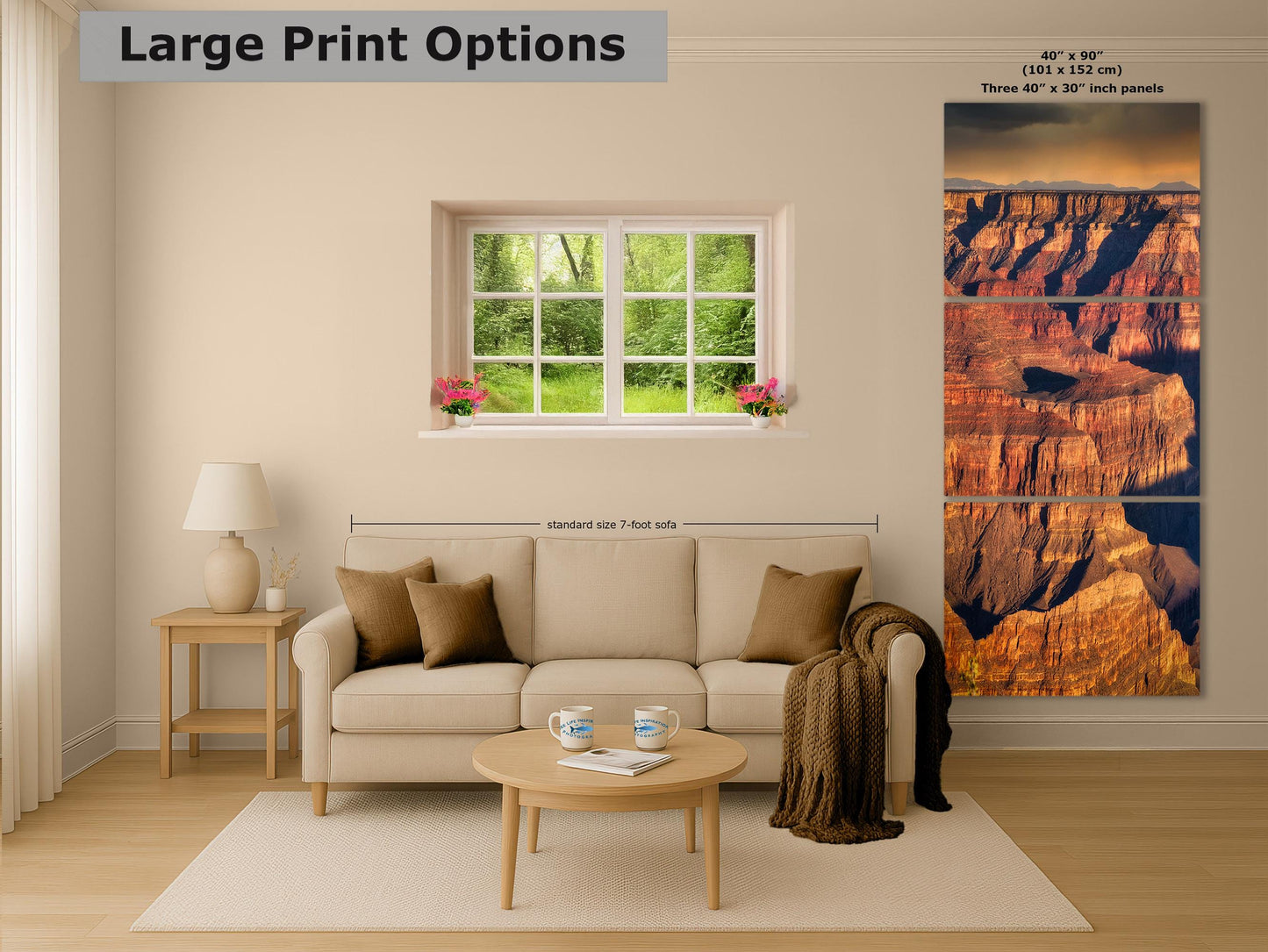Grand Canyon National Park, Arizona Desert Picture Nature Photo, Bohemian Style Relaxation Artwork for Meditation, Apartment, Office & House Décor