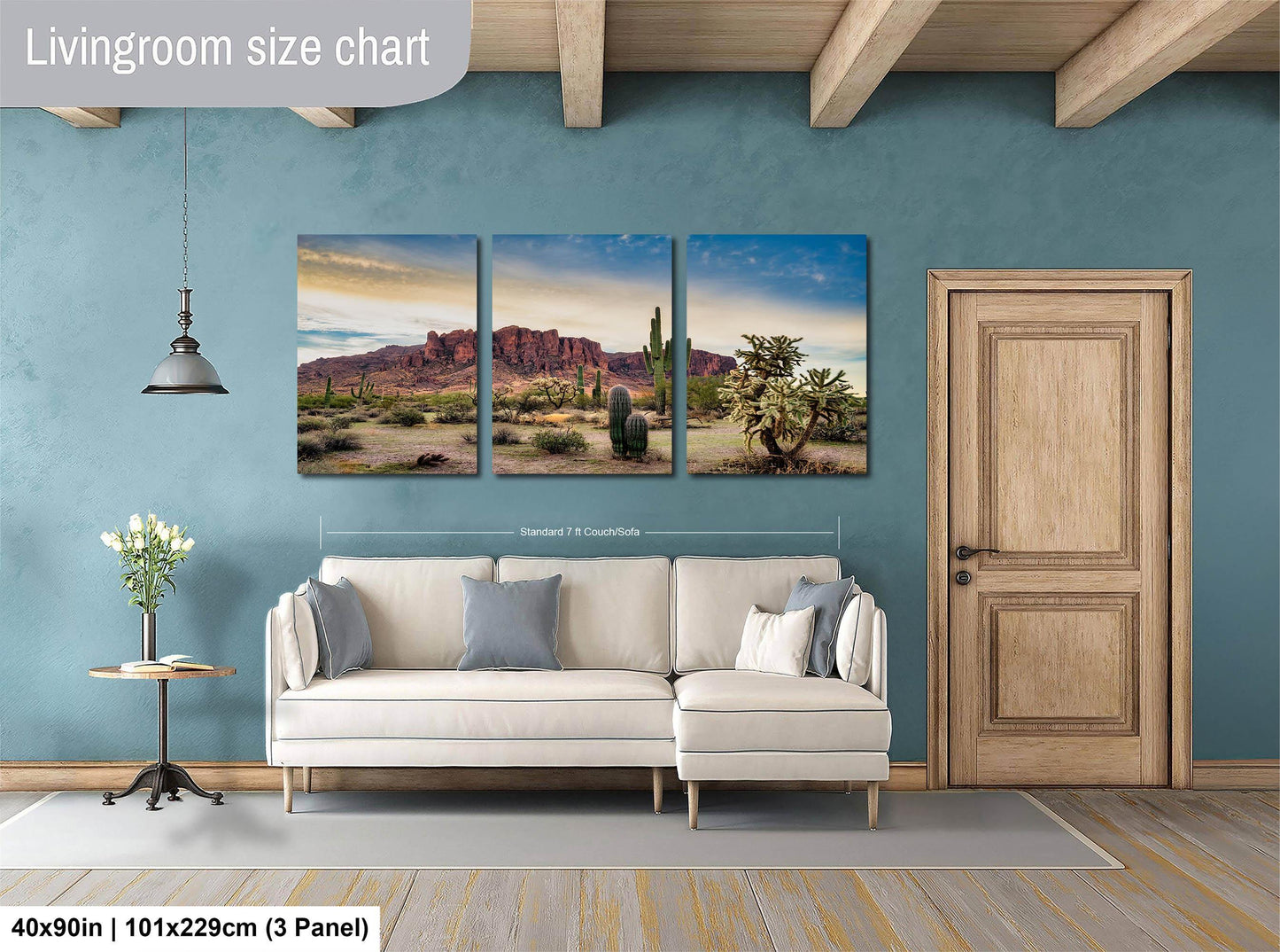 Arizona Desert Picture, Colorful Saguaro Cactus Artwork Nature Photo, Southwestern Wall Art of Superstition Mountains at Lost Dutchman State Park