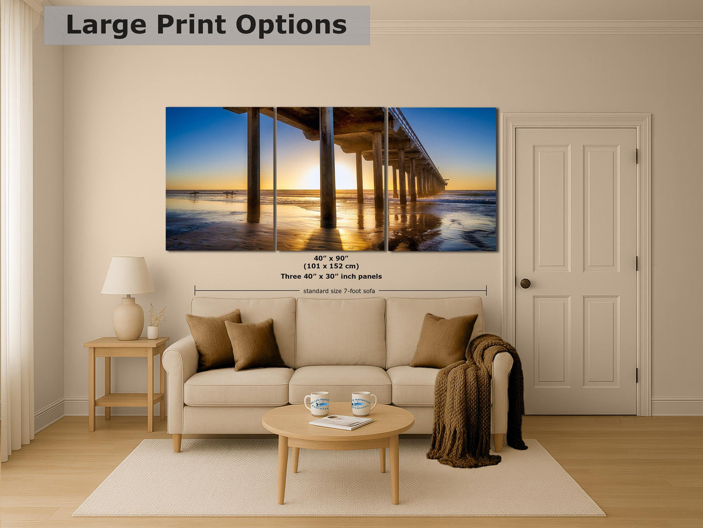 Southern California Coastline Ocean Picture Nature Photo, Relaxation Artwork, La Jolla Scripps Pier Wall Art, Coastal Sunset Decor,