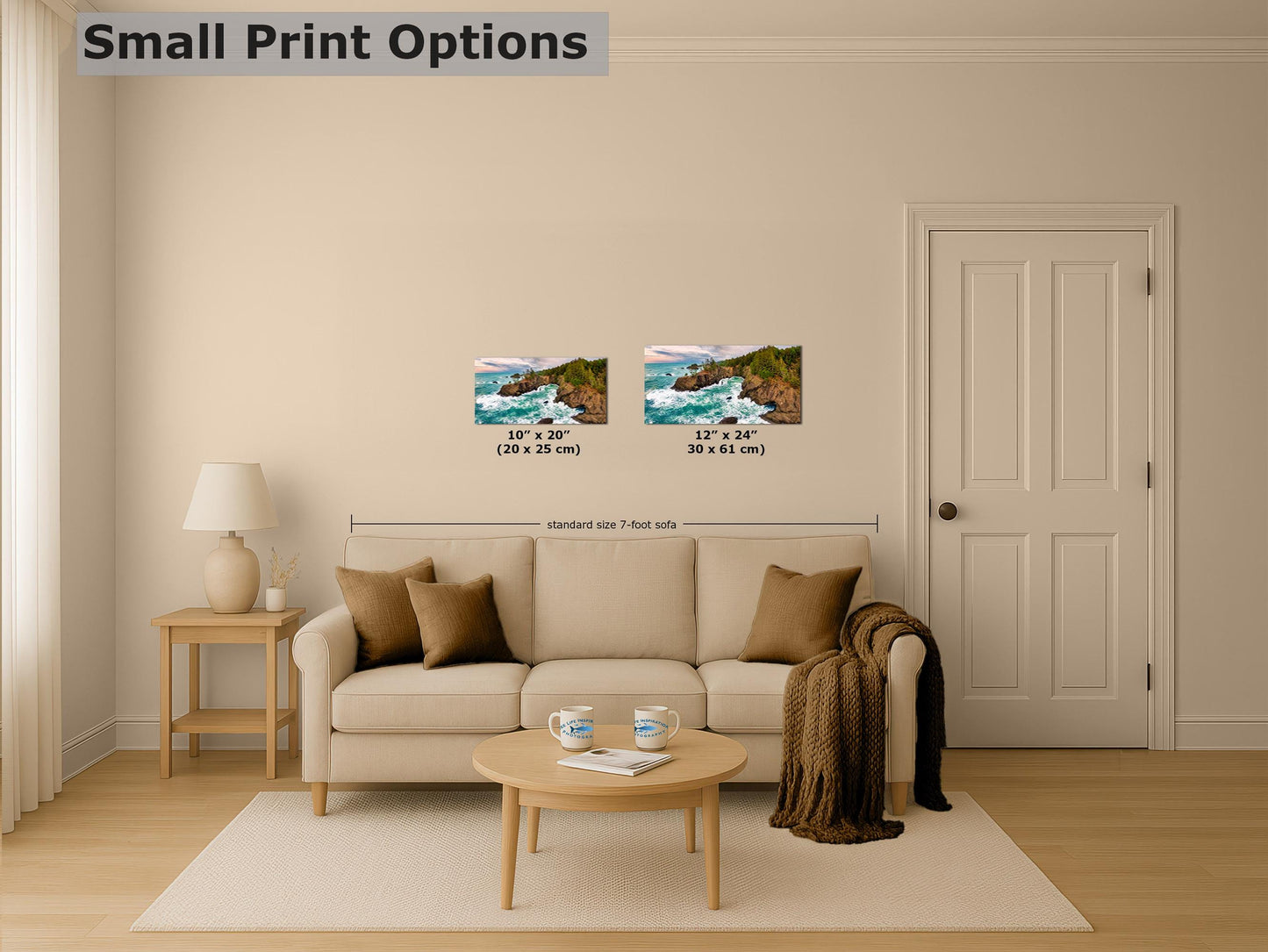 Oregon Coast Ocean Picture, Pacific Northwest Nature Photo Panorama Relaxation Artwork for Meditation, Apartment, Office & House Décor