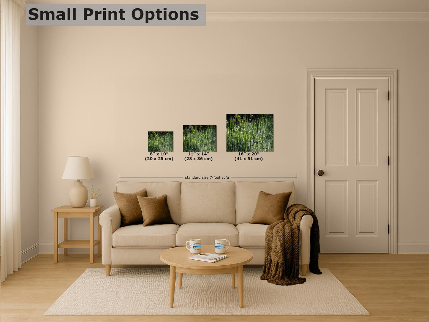 Green Grass Impressionist Art, Nature Photo Relaxation Artwork, Forest Picture Wall Decor for Bohemian Style, Office, Meditation & Dorm Room