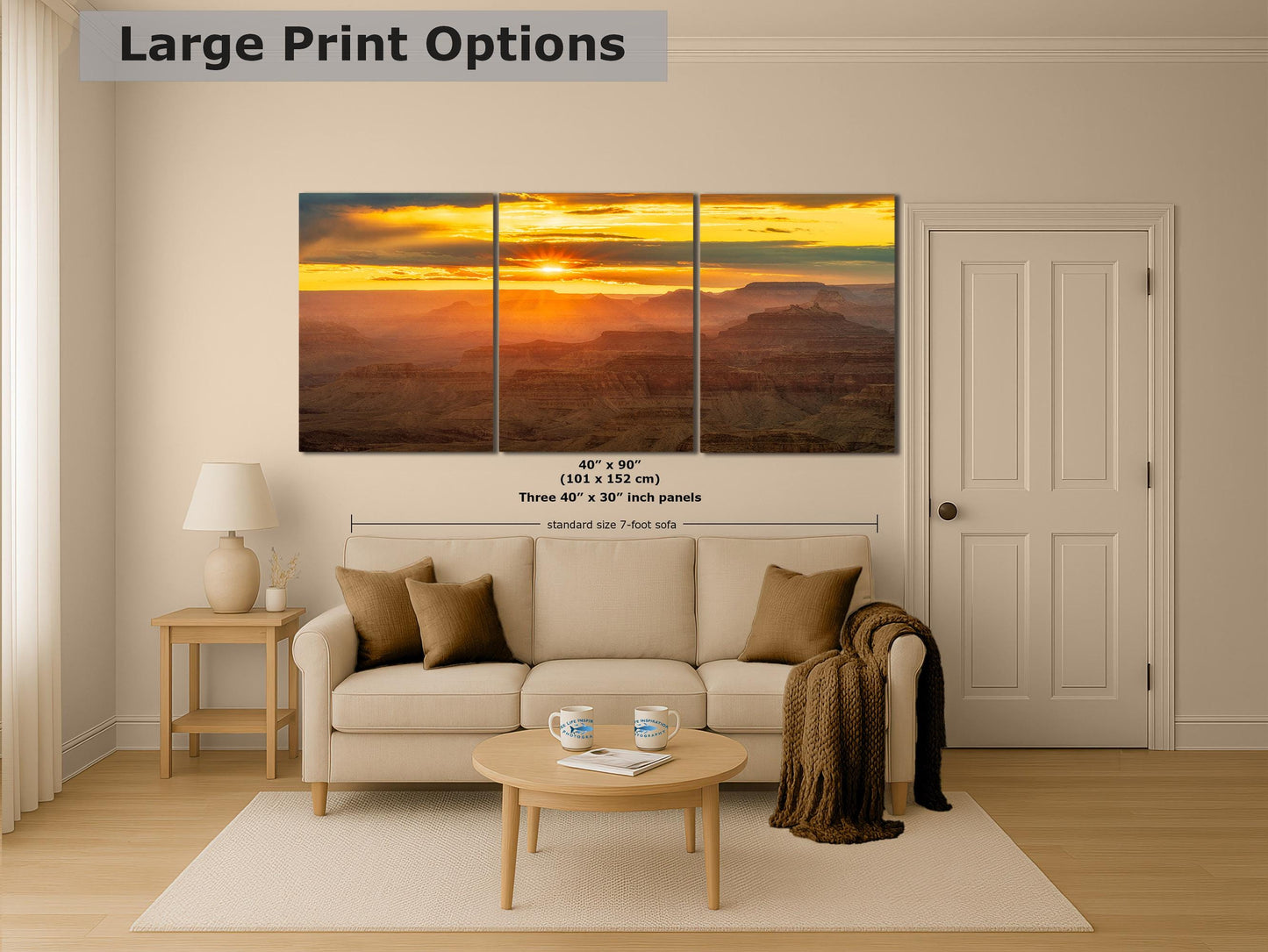 Grand Canyon National Park Sunset, Arizona Desert Picture Nature Photo, Bohemian Style Relaxation Artwork for Meditation, Apartment, Office & House Décor