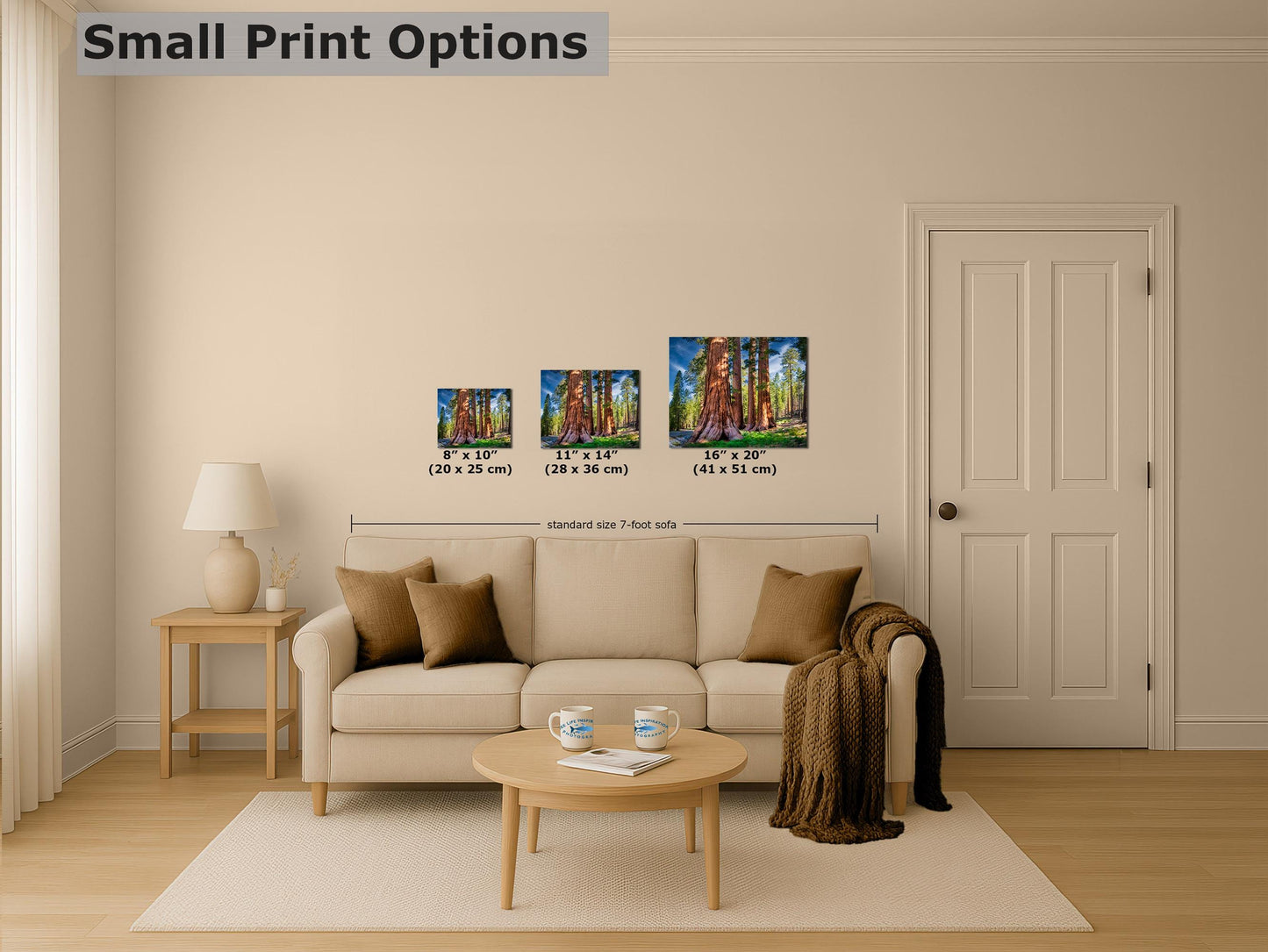 Giant Sequoia Tree Forest Picture Nature Photo, Redwood Trees Forest Bathing for Relaxation and Meditation in Living Room and Office