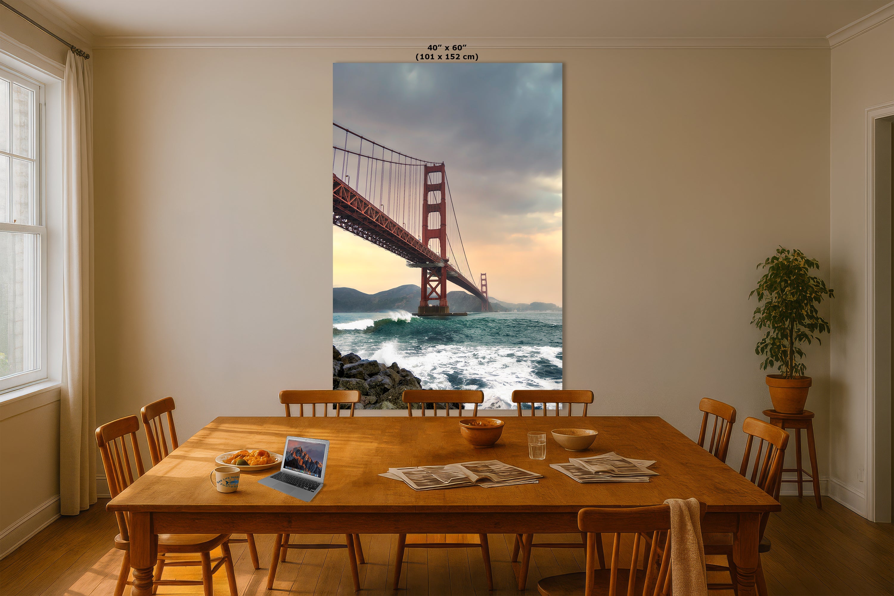San Francisco Golden Gate Bridge Picture - California Coastline Giant Canvas Print for House Decor & Housewarming