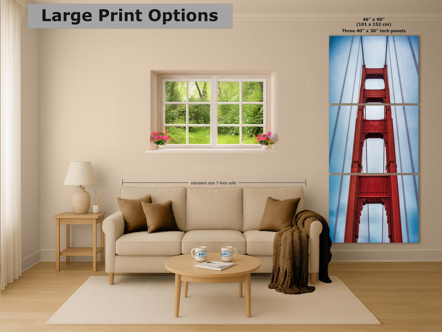 San Francisco Golden Gate Bridge Picture | Towering Canvas Wall Art | California Coastline Photography | Office, Dorm, or Home Decor