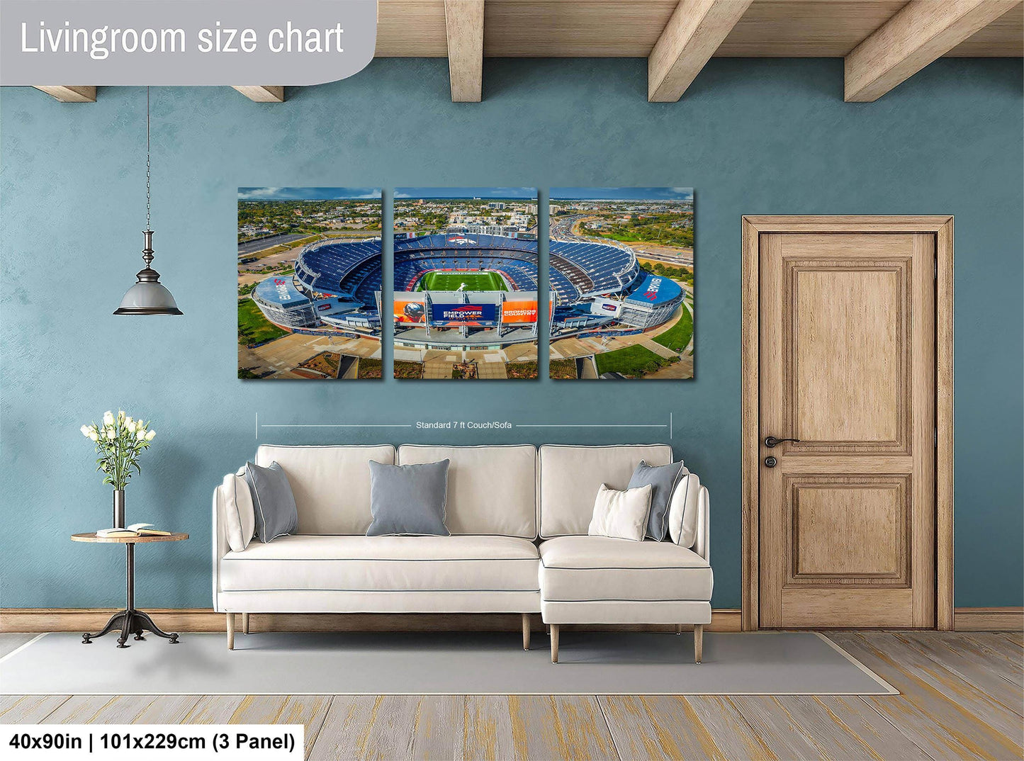 Denver Broncos Football Stadium, Mile High Stadium Denver Colorado Skyline Print, Sports Decor, Man Cave Art