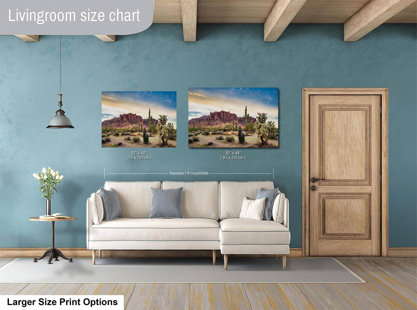 Arizona Desert Picture, Colorful Saguaro Cactus Artwork Nature Photo, Southwestern Wall Art of Superstition Mountains at Lost Dutchman State Park