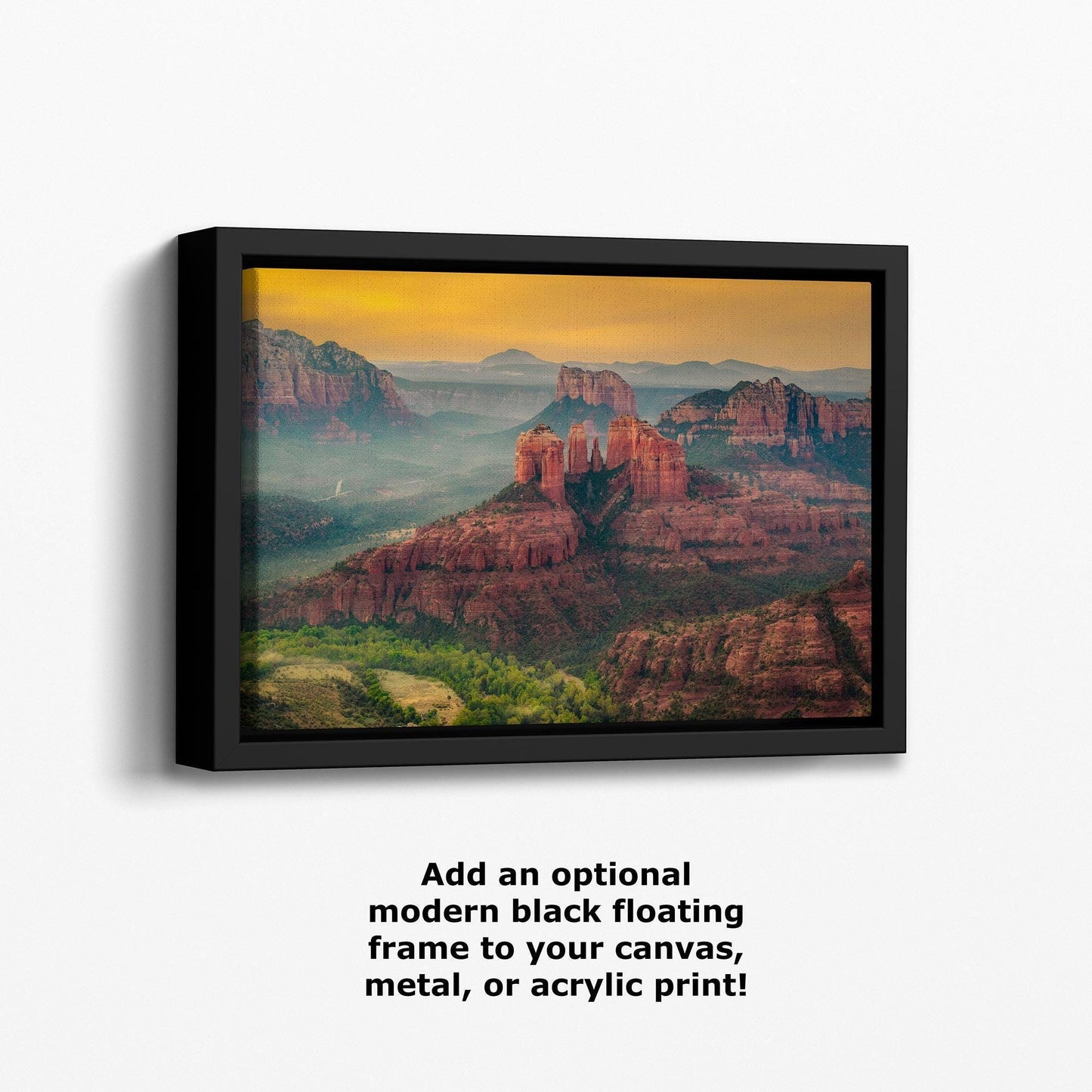 Cathedral Rock Aerial Sunrise, Sedona Arizona Desert Picture Nature Photo Relaxation Artwork for Meditation, Office, and House Decor