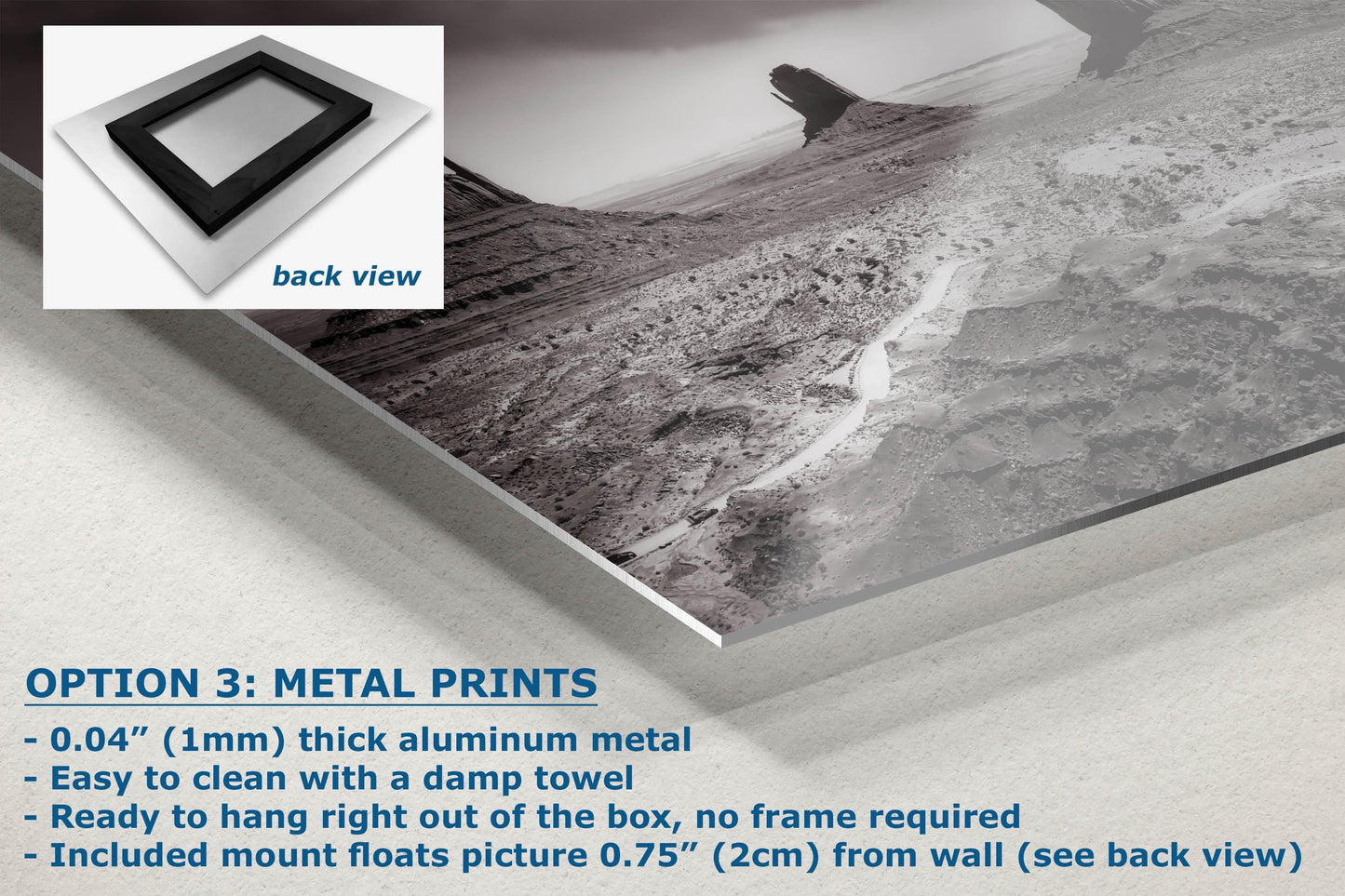 Monument Valley Arizona Desert Picture, Black and White Nature Photo, Bohemian Style Relaxation Artwork for Meditation, Apartment, Office & House Décor