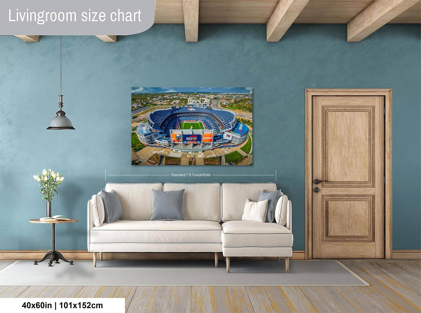 Denver Broncos Football Stadium, Mile High Stadium Denver Colorado Skyline Print, Sports Decor, Man Cave Art
