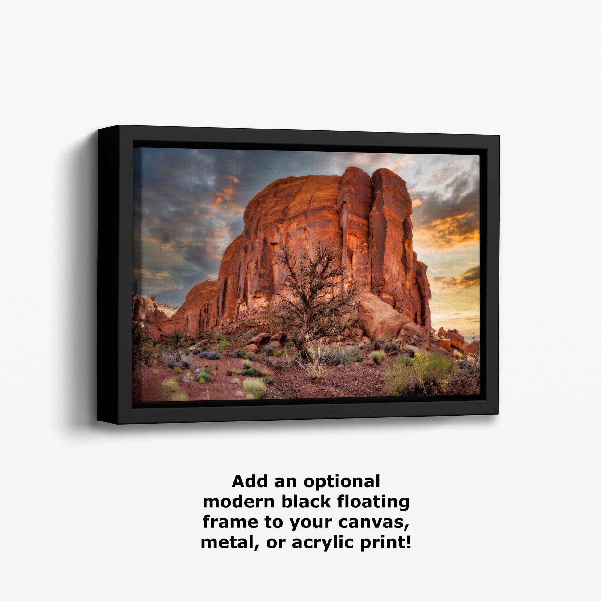 a picture of a rock formation with the words add an additional modern black floating frame