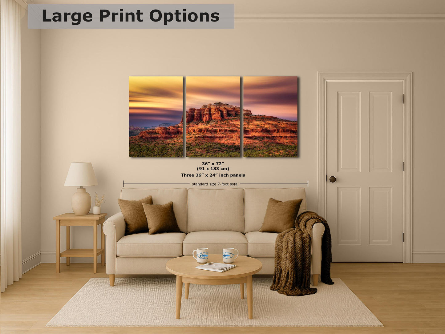 Cathedral Rock Sunset, Sedona Arizona Desert Picture Nature Photo Relaxation Artwork for Meditation, Office, and House Decor