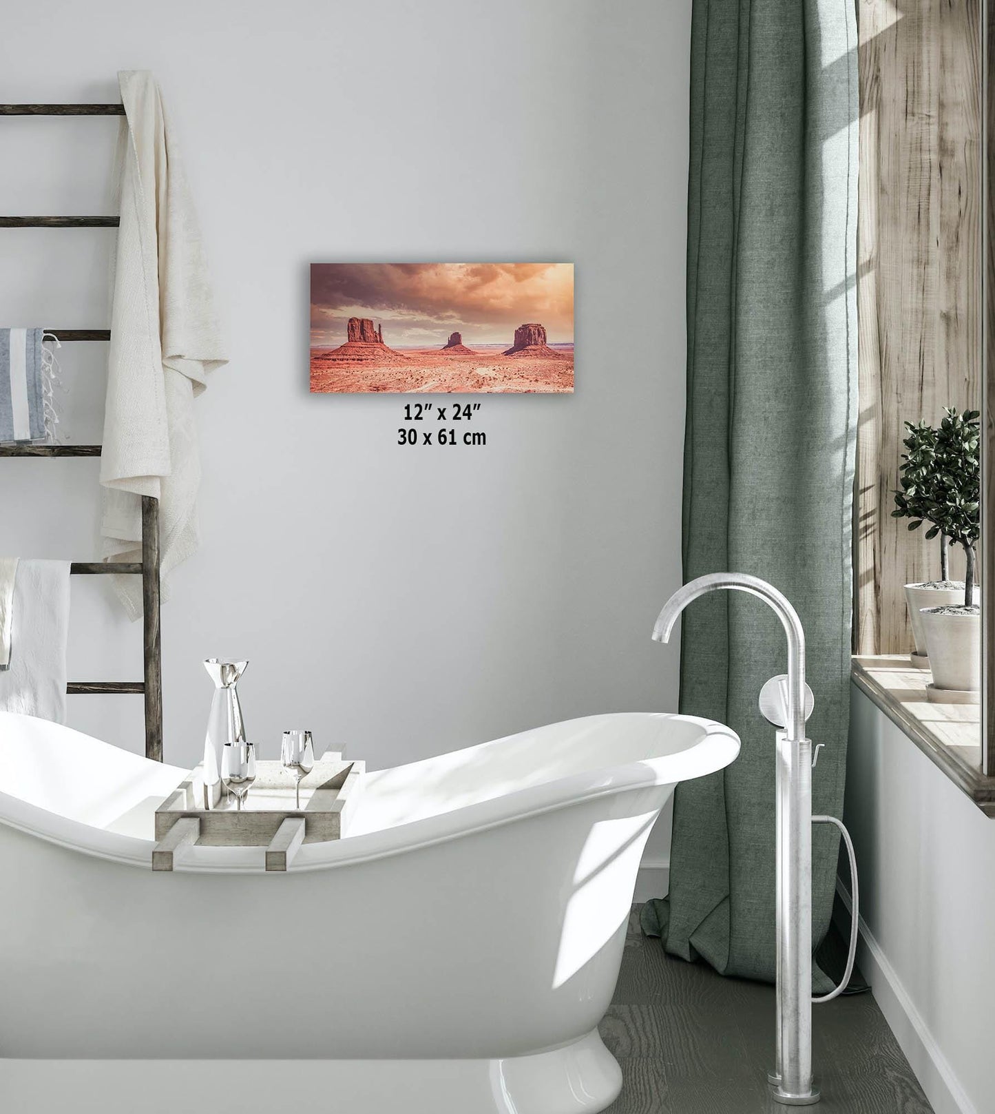 Monument Valley Panorama Arizona Desert Picture Nature Photo, Bohemian Style Relaxation Artwork for Meditation, Apartment, Office & House Décor