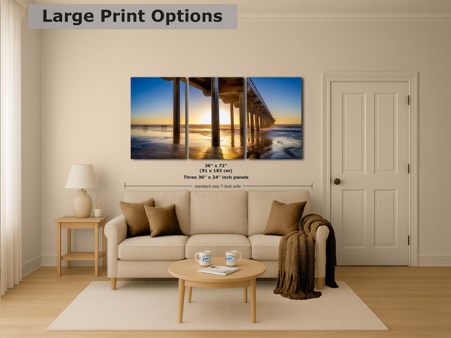 Southern California Coastline Ocean Picture Nature Photo, Relaxation Artwork, La Jolla Scripps Pier Wall Art, Coastal Sunset Decor,