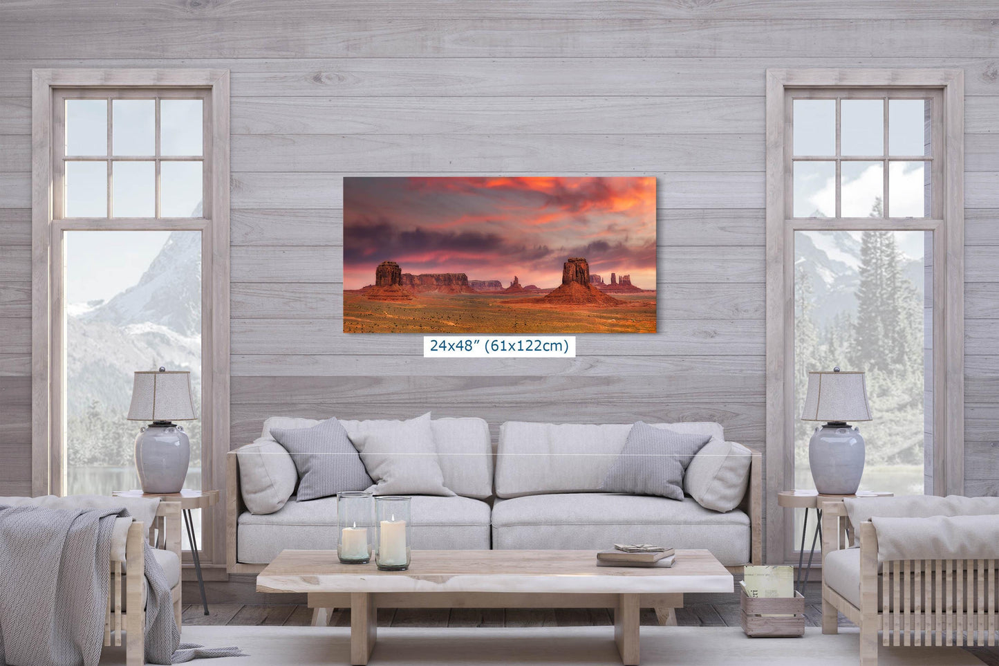 Monument Valley Arizona Desert Picture Nature Photo Panorama, Bohemian Style Relaxation Artwork for Meditation, Apartment, Office & House Décor