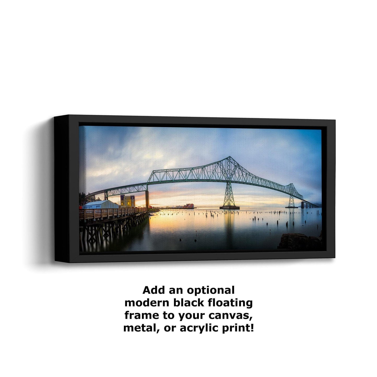 Astoria-Megler Bridge Picture Sunset, Oregon Coast Ocean Picture, Pacific Northwest Relaxation Decor for Meditation, Office, and House Decor