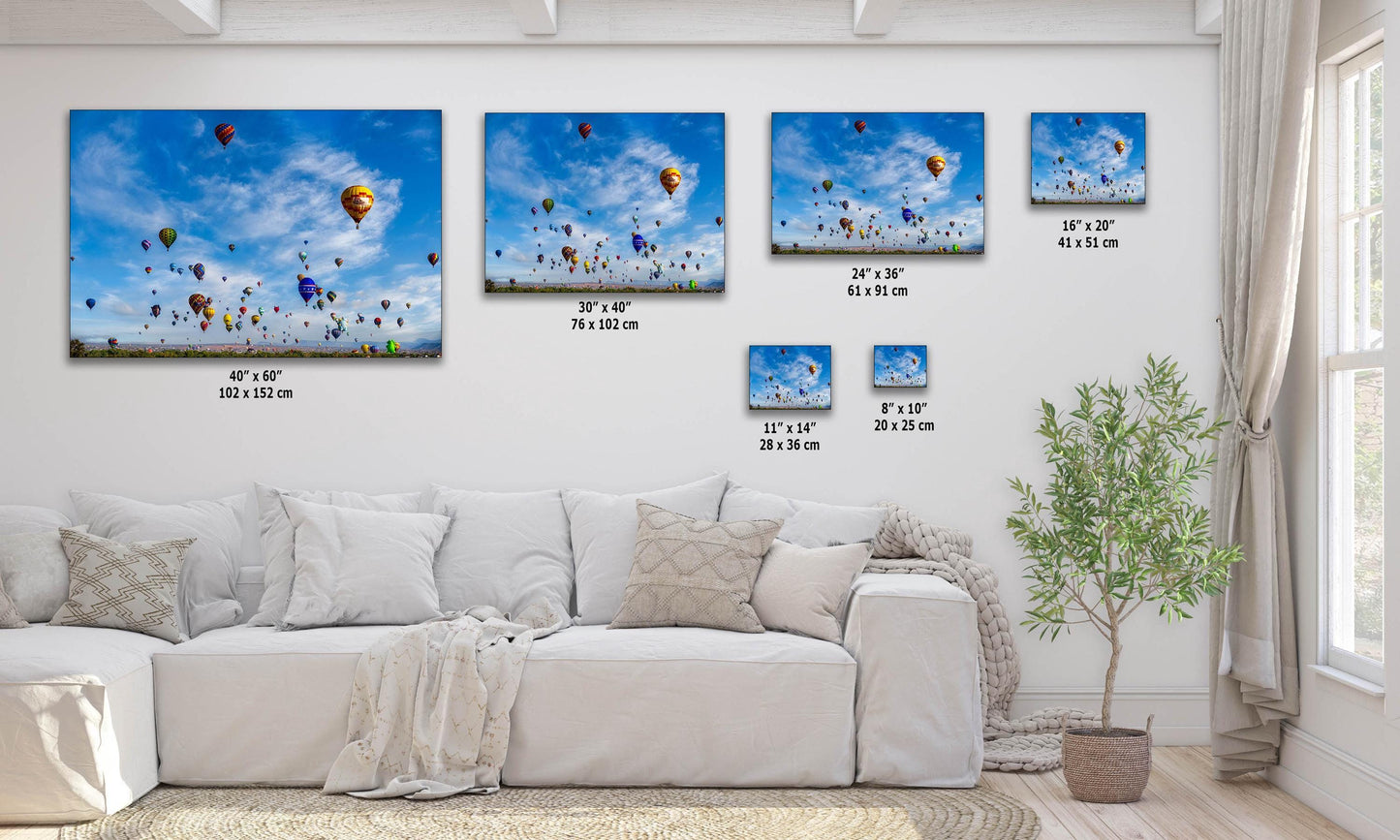 Hot Air Balloon Festival Mass Ascension | Albuquerque New Mexico Balloon Fiesta Wall Art Panorama | Office, Cubicle & House Decor