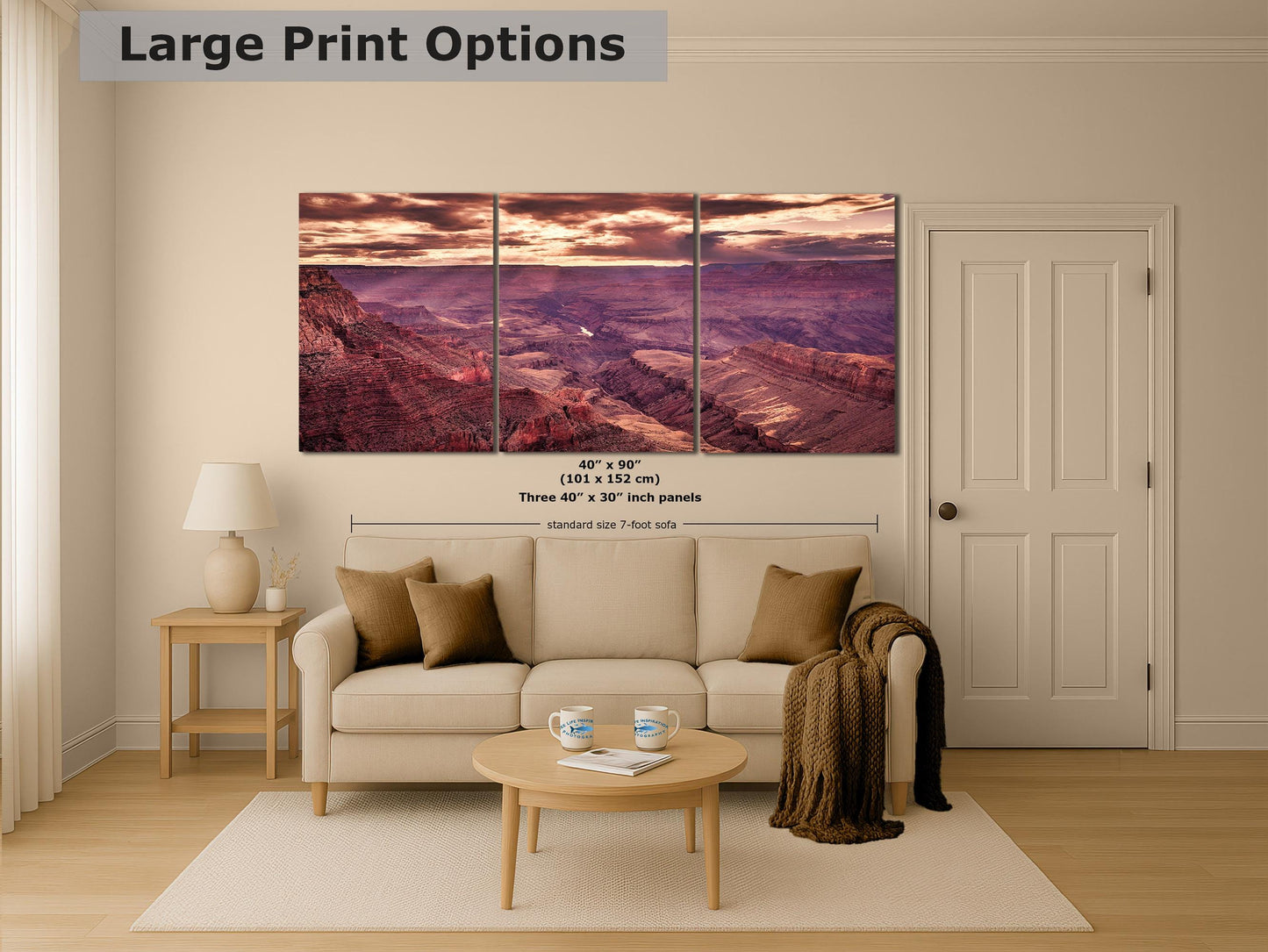 Grand Canyon National Park, Arizona Desert Picture Sunset Nature Photo, Bohemian Style Relaxation Artwork for Meditation, Apartment, Office & House Décor