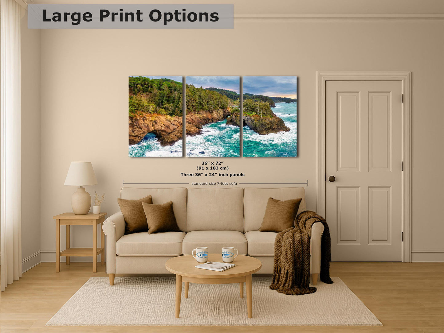 Oregon Coast Ocean Picture, Pacific Northwest Nature Photo Relaxation Artwork for Meditation, Apartment, Office & House Décor