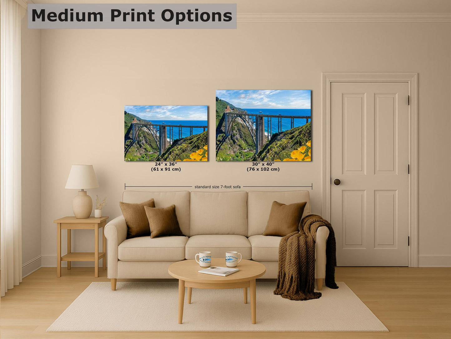 Bixby Bridge Ocean Picture, Big Sur California Coastline Nature Photo | Relaxation Artwork for Meditation, Office, & House Decor