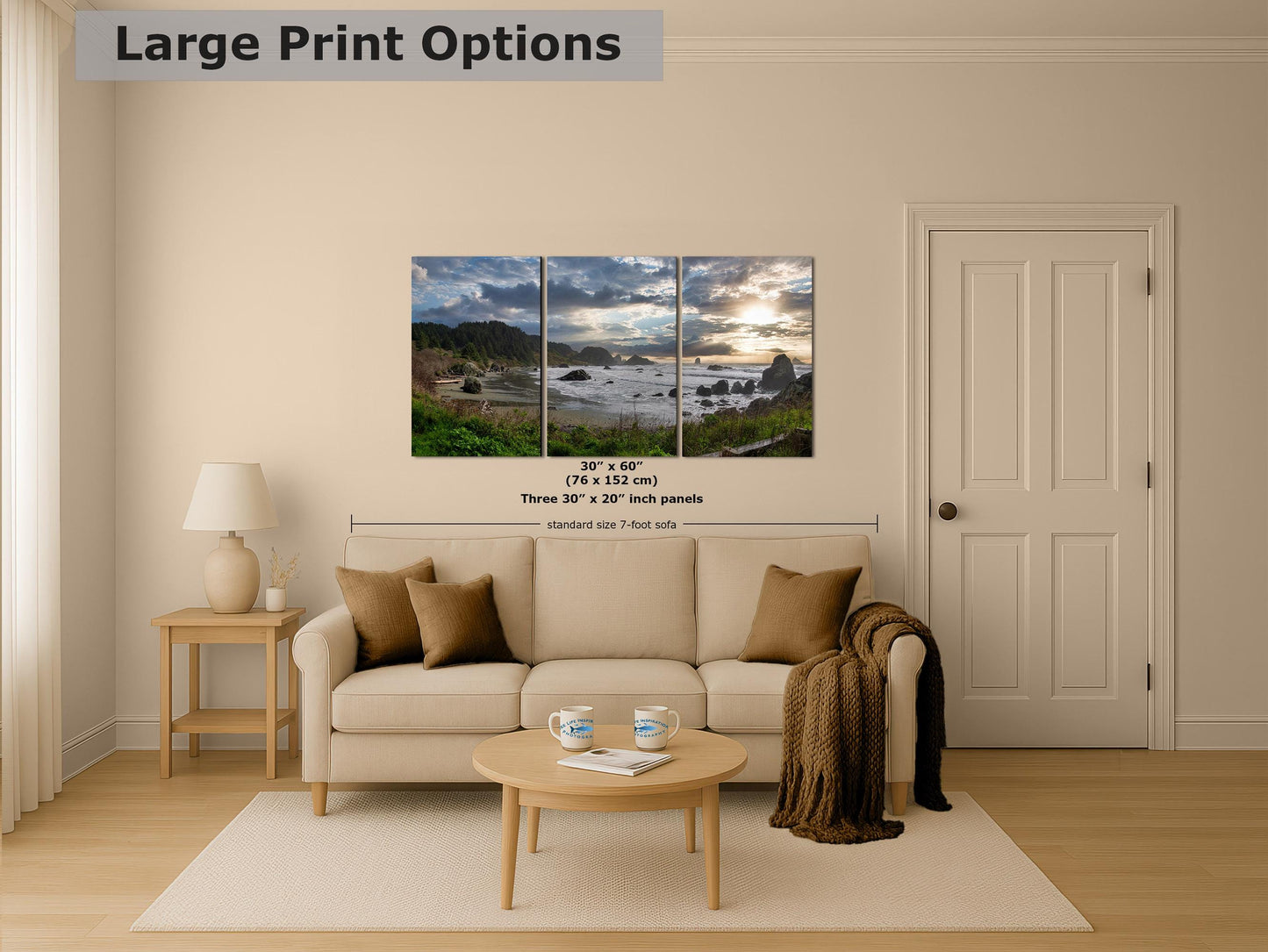 Lone Ranch Beach Oregon Coast Ocean Picture, Panorama Pacific Northwest Nature Photo Relaxation Artwork for Meditation, Apartment, Office & House Décor