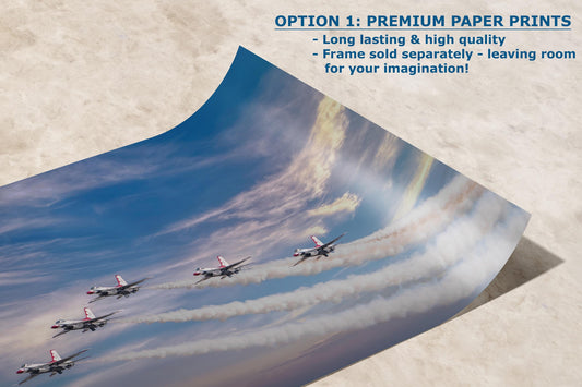 US Airforce Thunderbirds F-16 Fighting Falcon Aviation Artwork | Man Cave Decor & Garage Art | Military Jet Fighter Poster