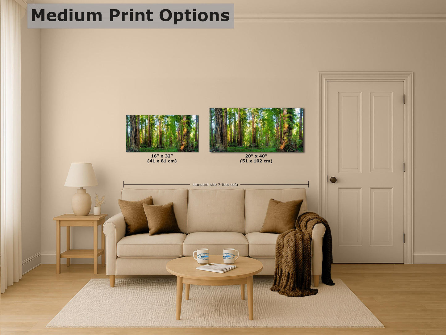 Redwood Trees Forest Picture Nature Photo, Forest Bathing Relaxation Artwork for Calming Meditation, Office and House Decor