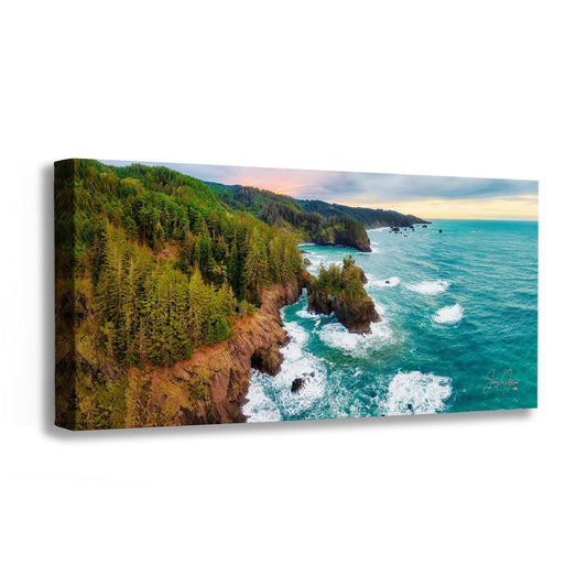 Oregon Coast Ocean Picture, Pacific Northwest Nature Photo Panorama Relaxation Artwork for Meditation, Apartment, Office & House Décor