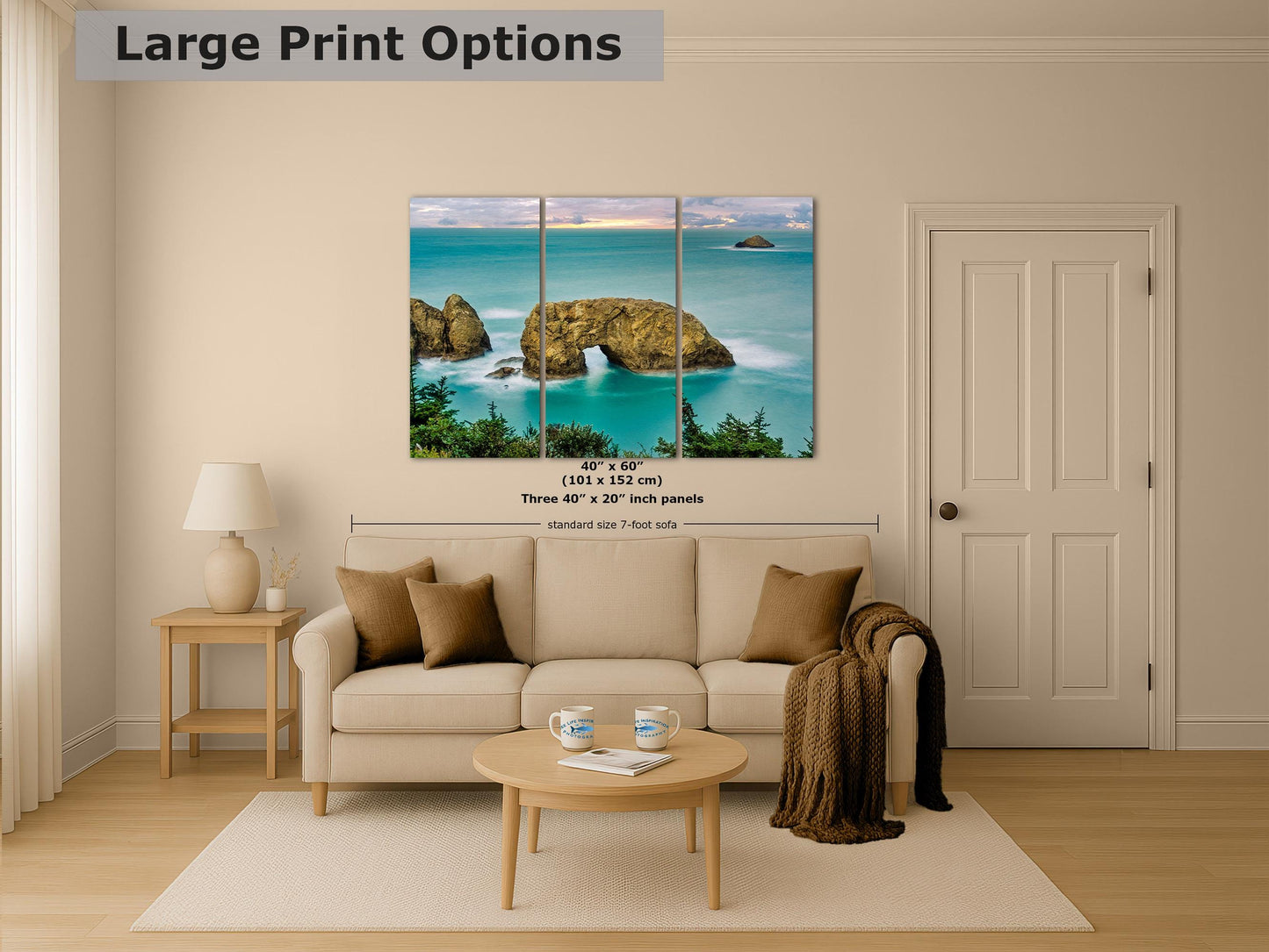 Sea Arch Oregon Coast Ocean Picture, Pacific Northwest Nature Photo Relaxation Artwork for Meditation, Apartment, Office & House Décor