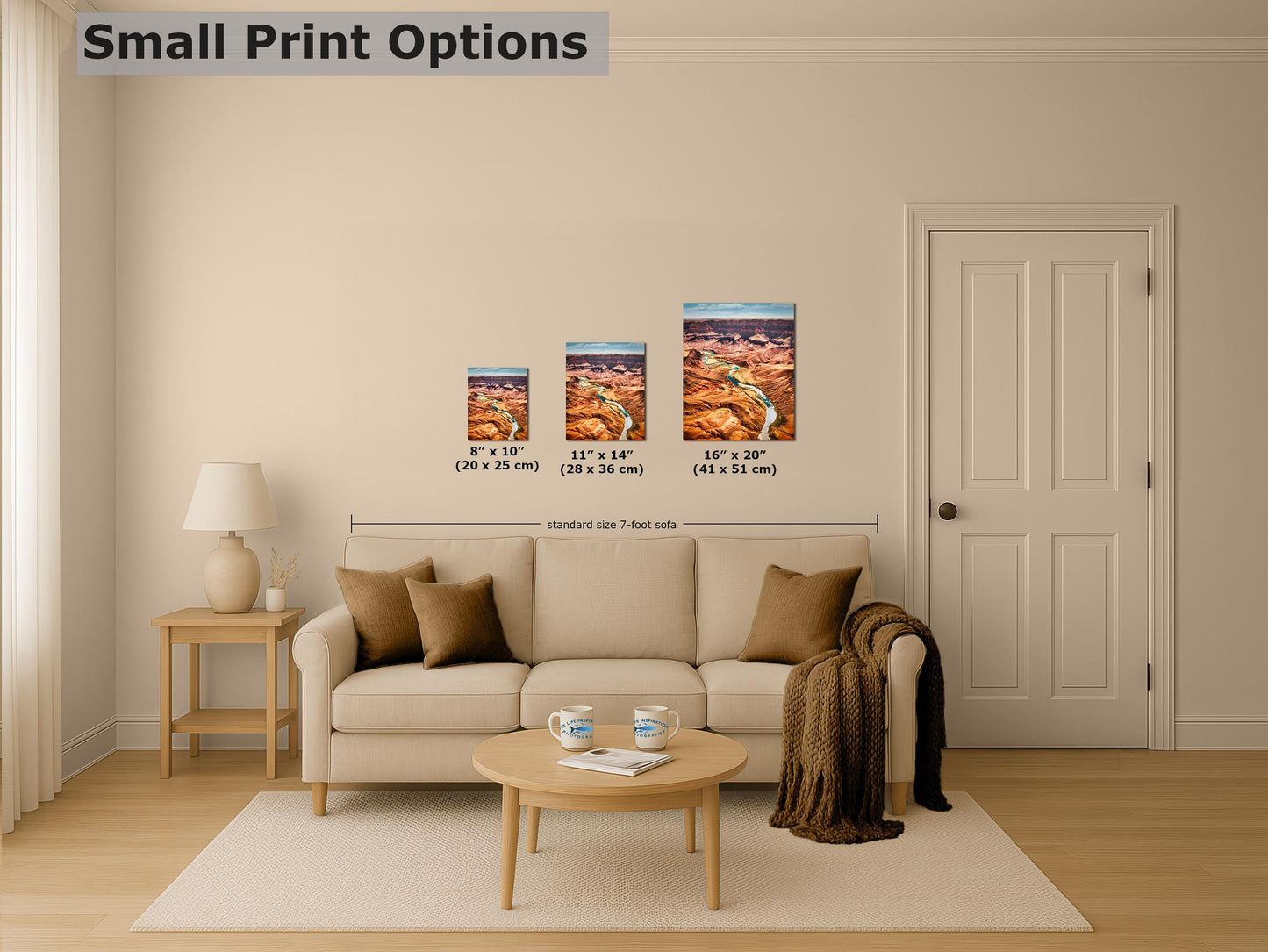 Grand Canyon National Park, Arizona Desert Picture Nature Photo with Colorado River, Bohemian Style Relaxation Artwork for Meditation, Office & House Décor
