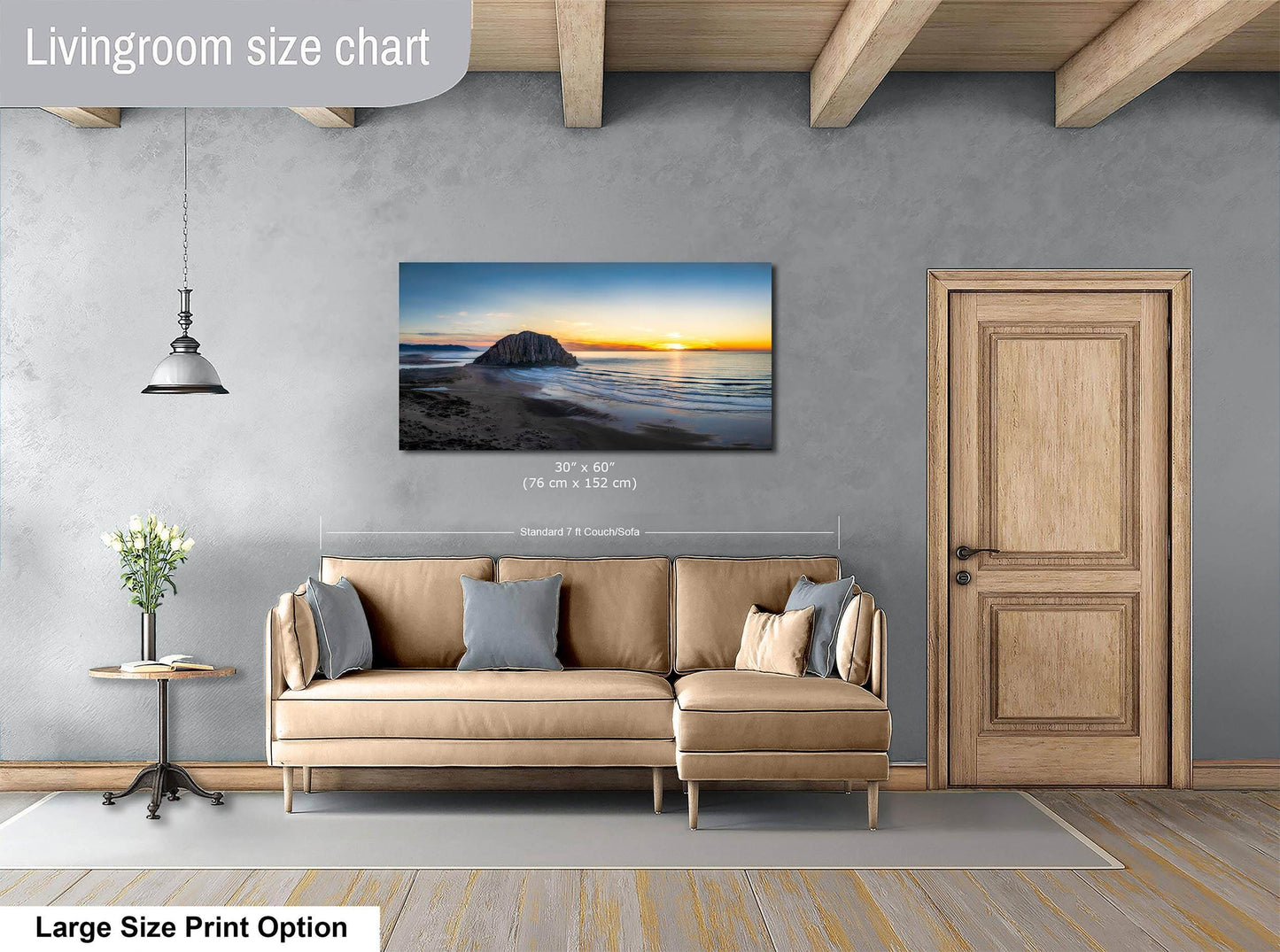 Morro Bay California Coastline Ocean Picture Nature Photo Panorama, Morro Rock Coastal Relaxation Artwork, Dorm Room, Office & House Decor