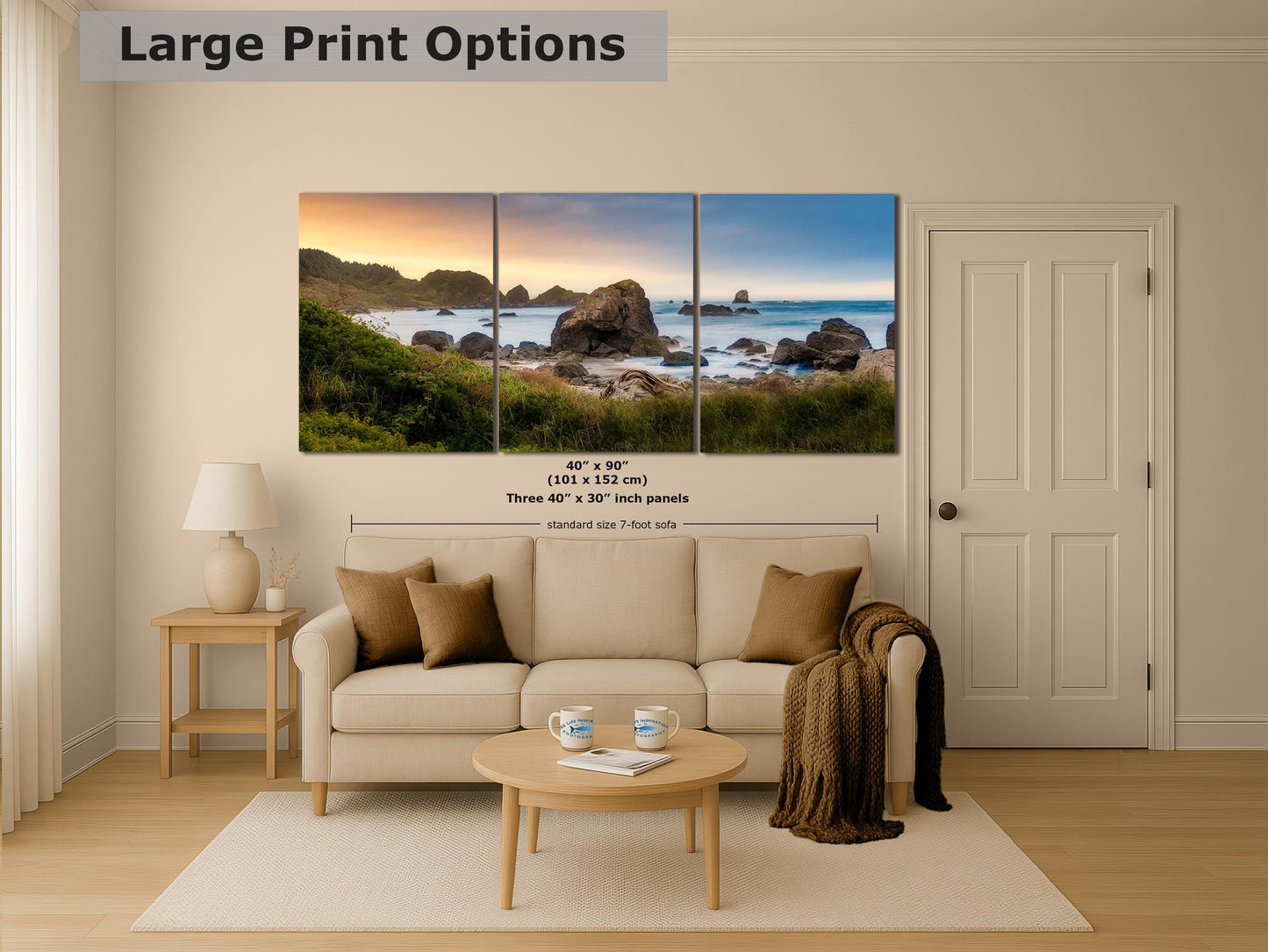 Lone Ranch Beach Oregon Coast Ocean Picture, Pacific Northwest Nature Photo Relaxation Artwork for Meditation, Apartment, Office & House Décor