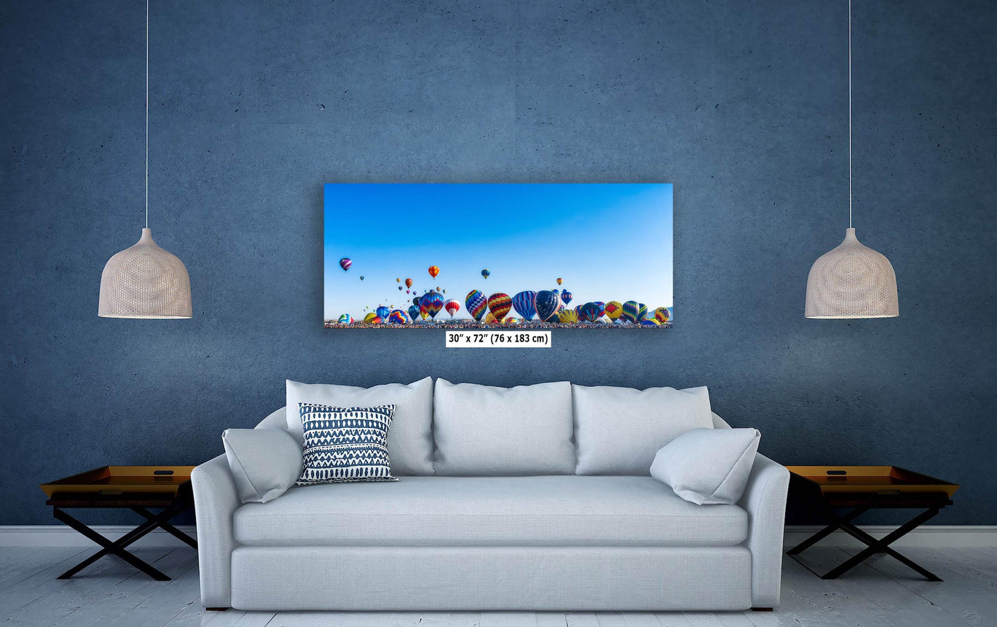 Hot Air Balloon Festival Mass Ascension Panorama Photo, Albuquerque New Mexico Balloon Fiesta Wall Art, Office, Cubicle & House Decor