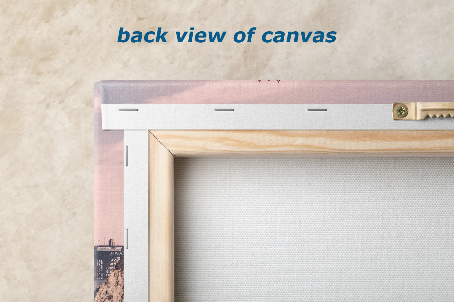 the back view of a picture frame on a wall