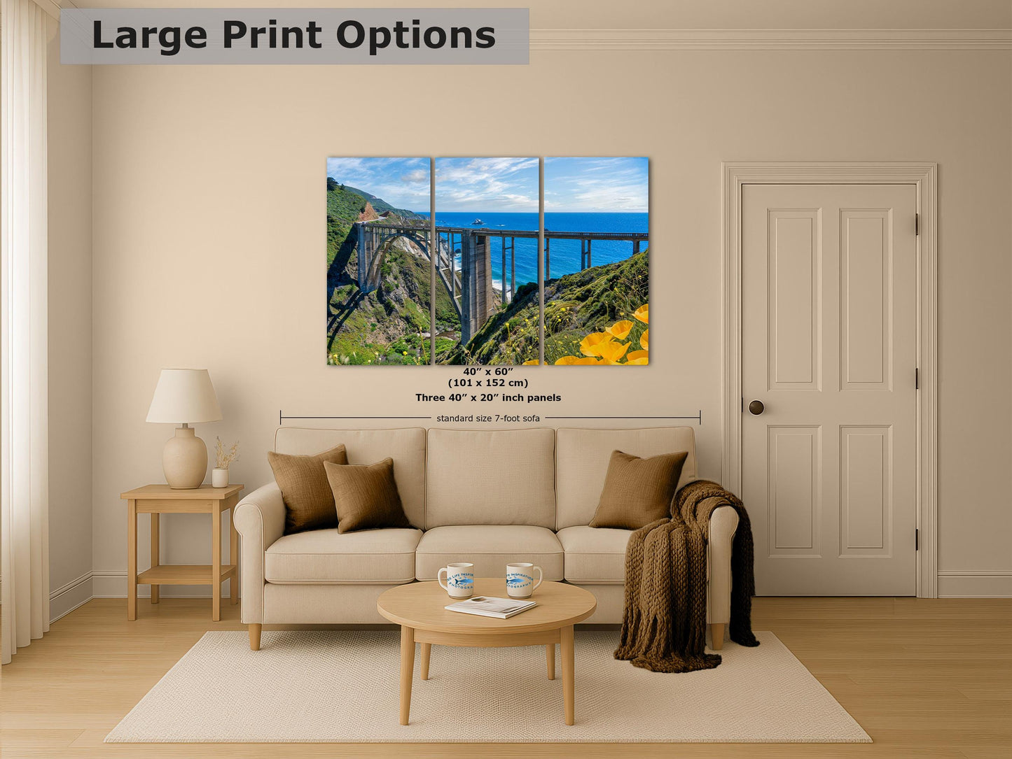 Bixby Bridge Ocean Picture, Big Sur California Coastline Nature Photo | Relaxation Artwork for Meditation, Office, & House Decor