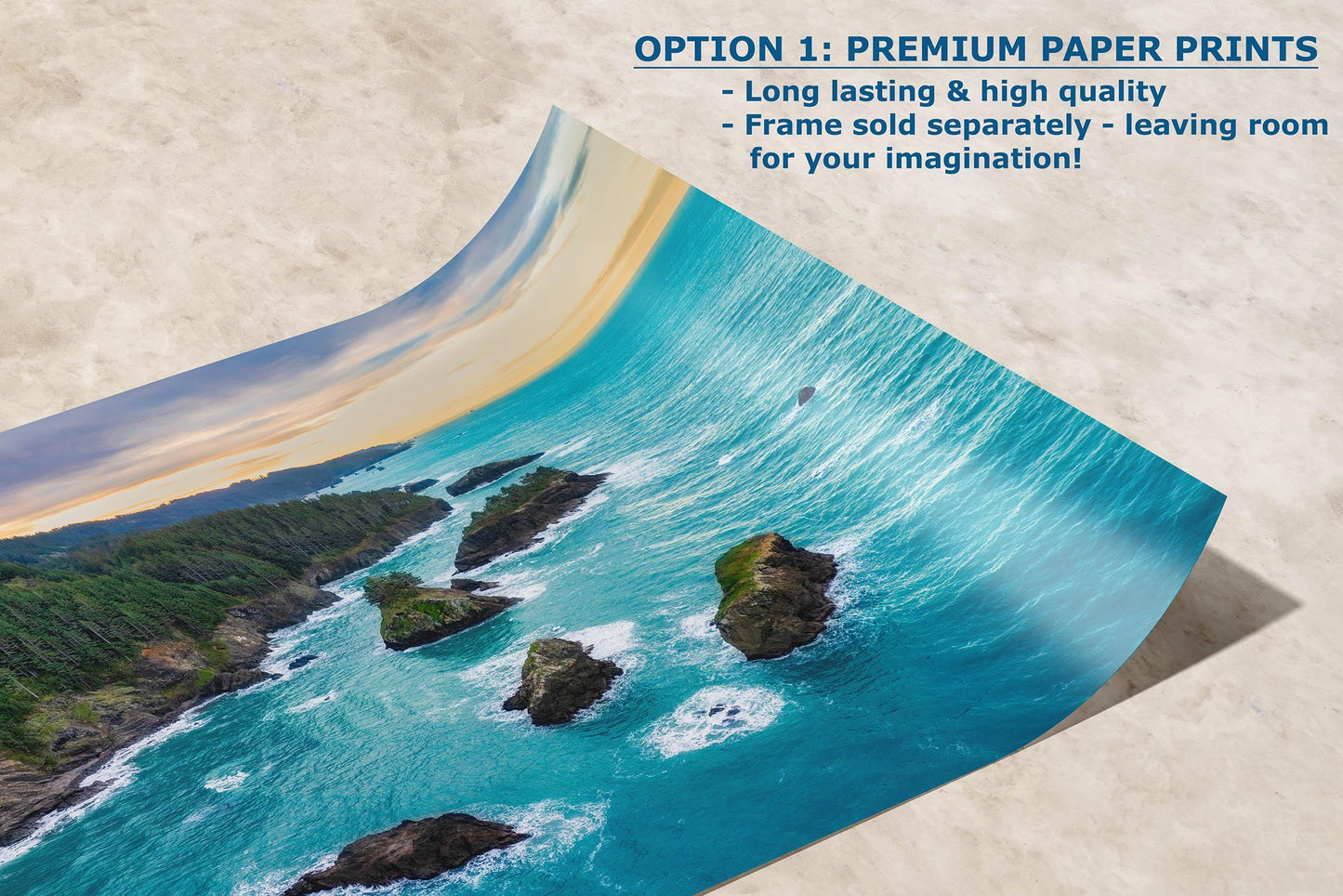 Oregon Coast Seascape Print: Pacific Ocean Rocky Shore Photography Wall Art for Home Decor