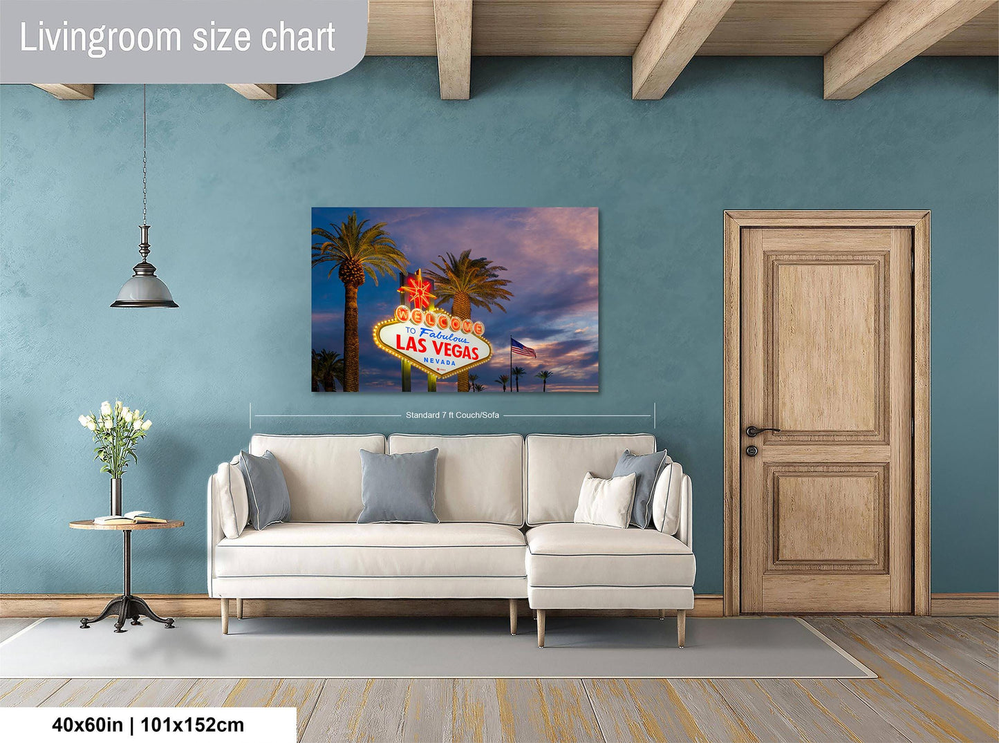 Welcome to Fabulous Las Vegas Nevada Sign Casino Decor, Souvenir Wall Art, Gambling Theme Giant Canvas Print, Neon Sign