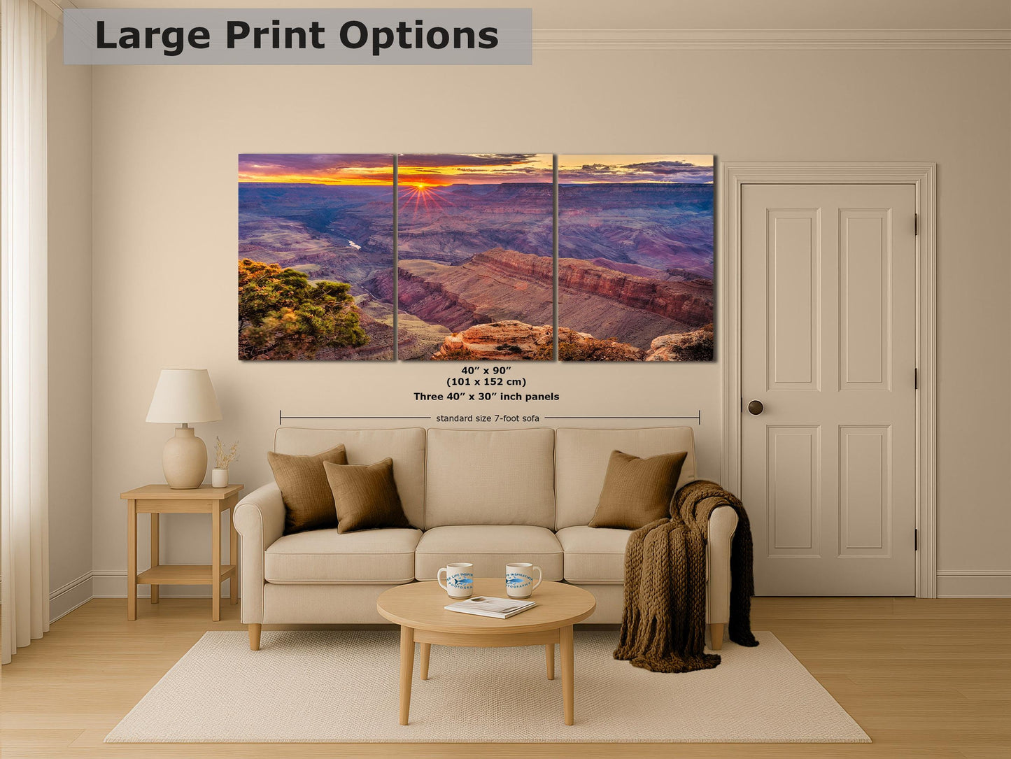 Grand Canyon National Park, Arizona Desert Picture Nature Photo, Bohemian Style Relaxation Artwork for Meditation, Office & House Décor