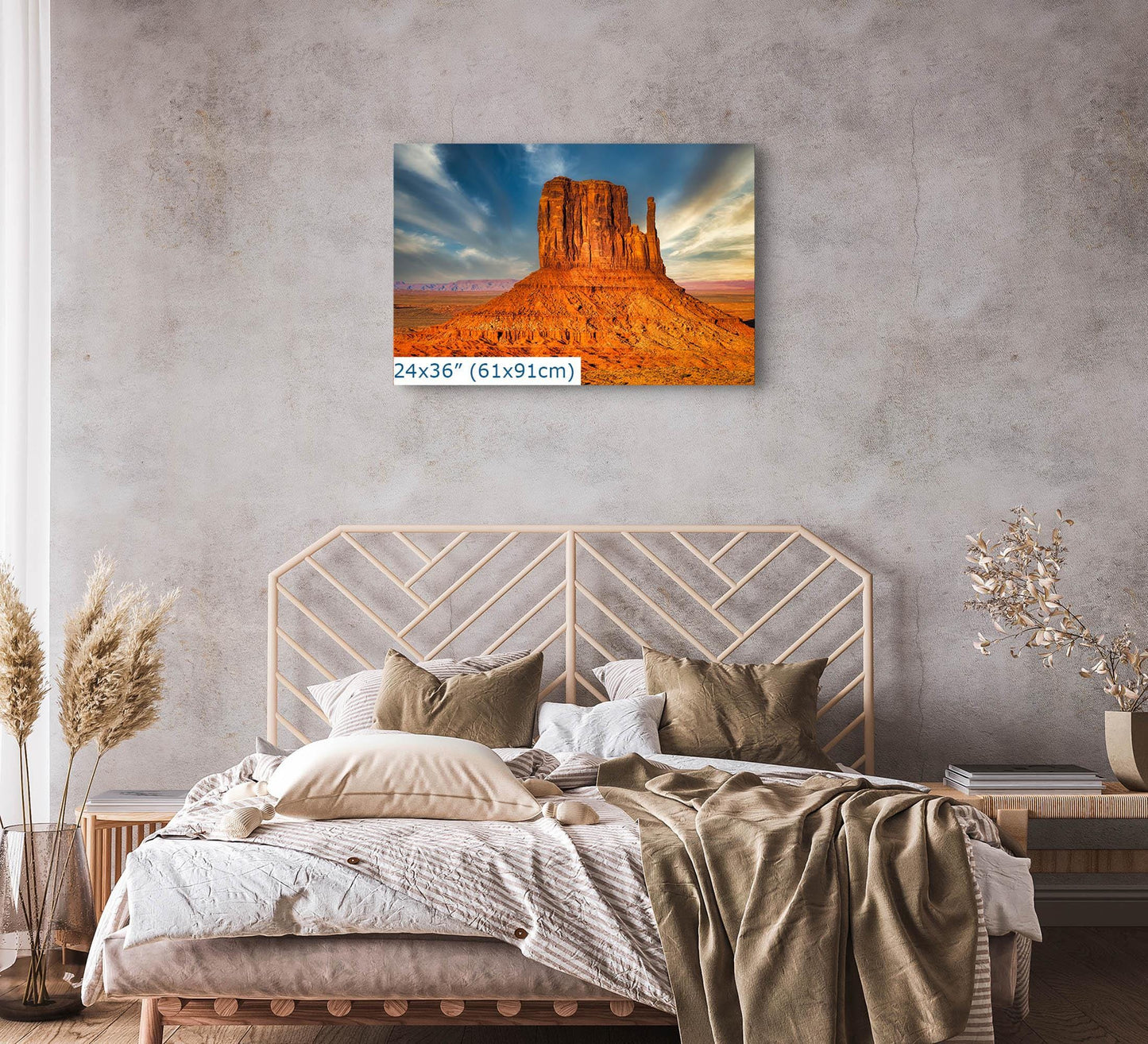 Monument Valley Arizona Desert Picture Nature Photo, Bohemian Style Relaxation Artwork for Meditation, Apartment, Office & House Décor