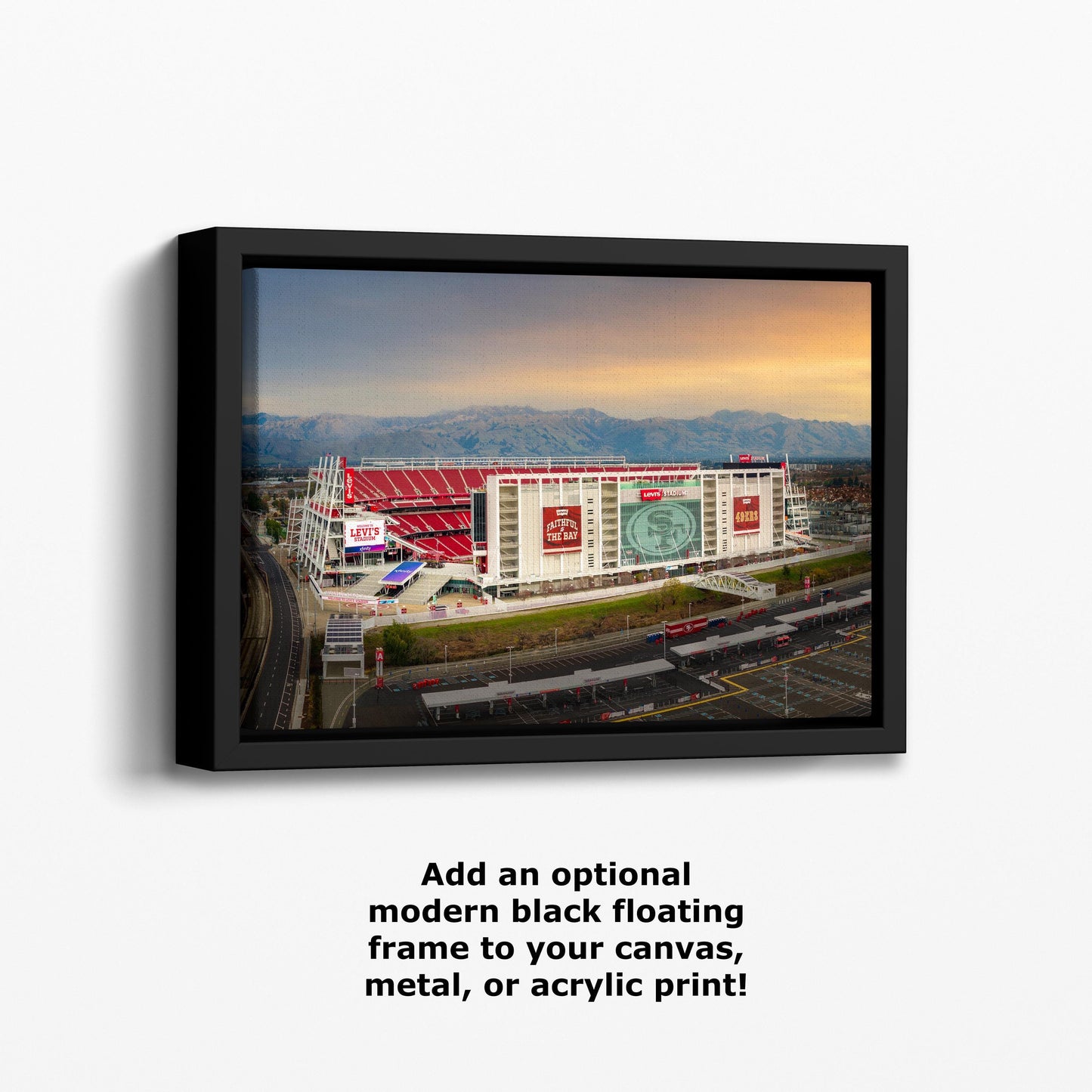 San Francisco 49ers Football Stadium | Levi’s Stadium Bay Area NFL Fan Wall Art | Gold & Red NFL Decor for Man Cave, Office, Dorm Room