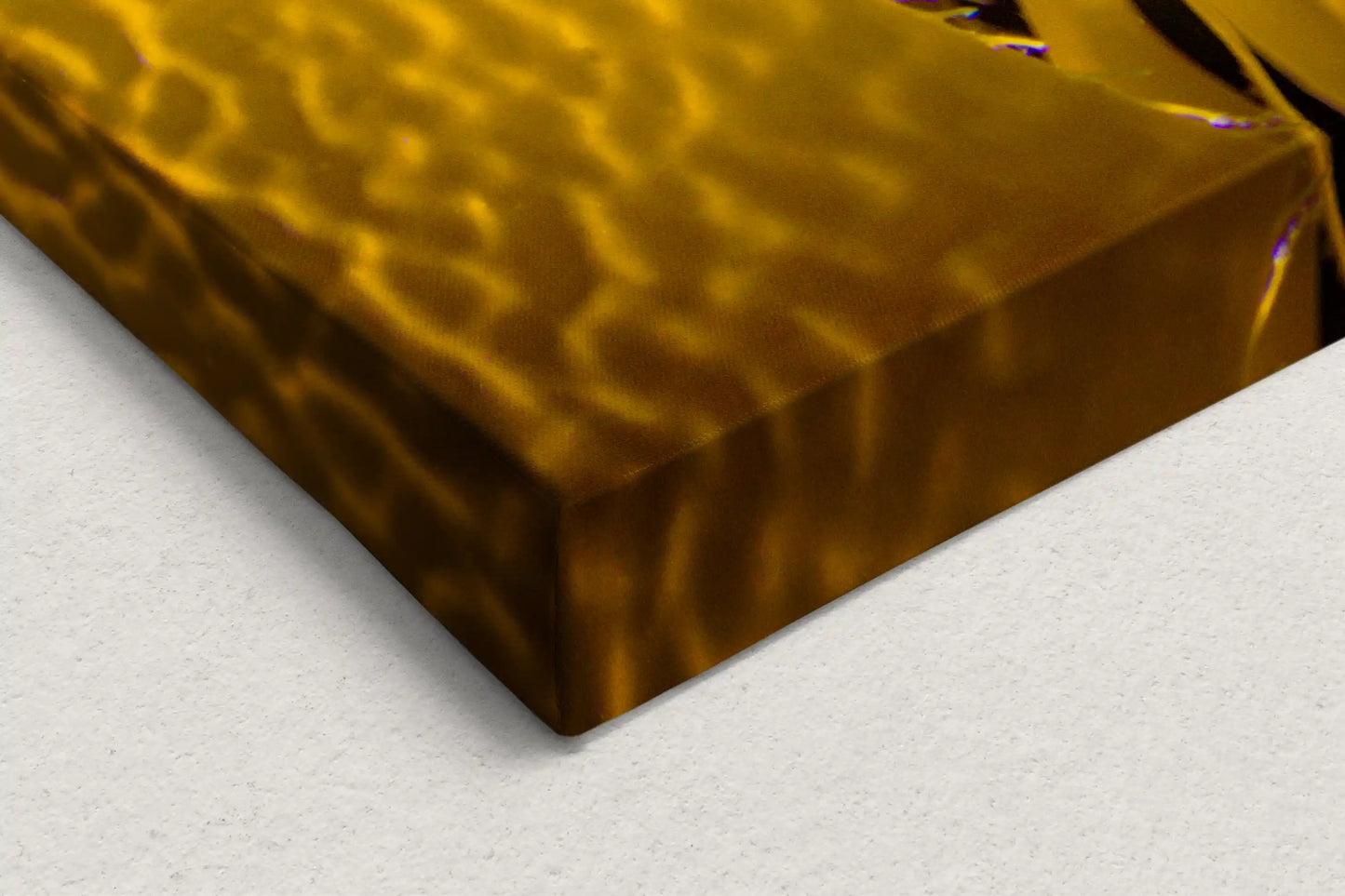 Close-up of the corner of a gallery-wrapped canvas print, detailing the California Giant Kelp image continuation around the edges for a sleek, modern display.